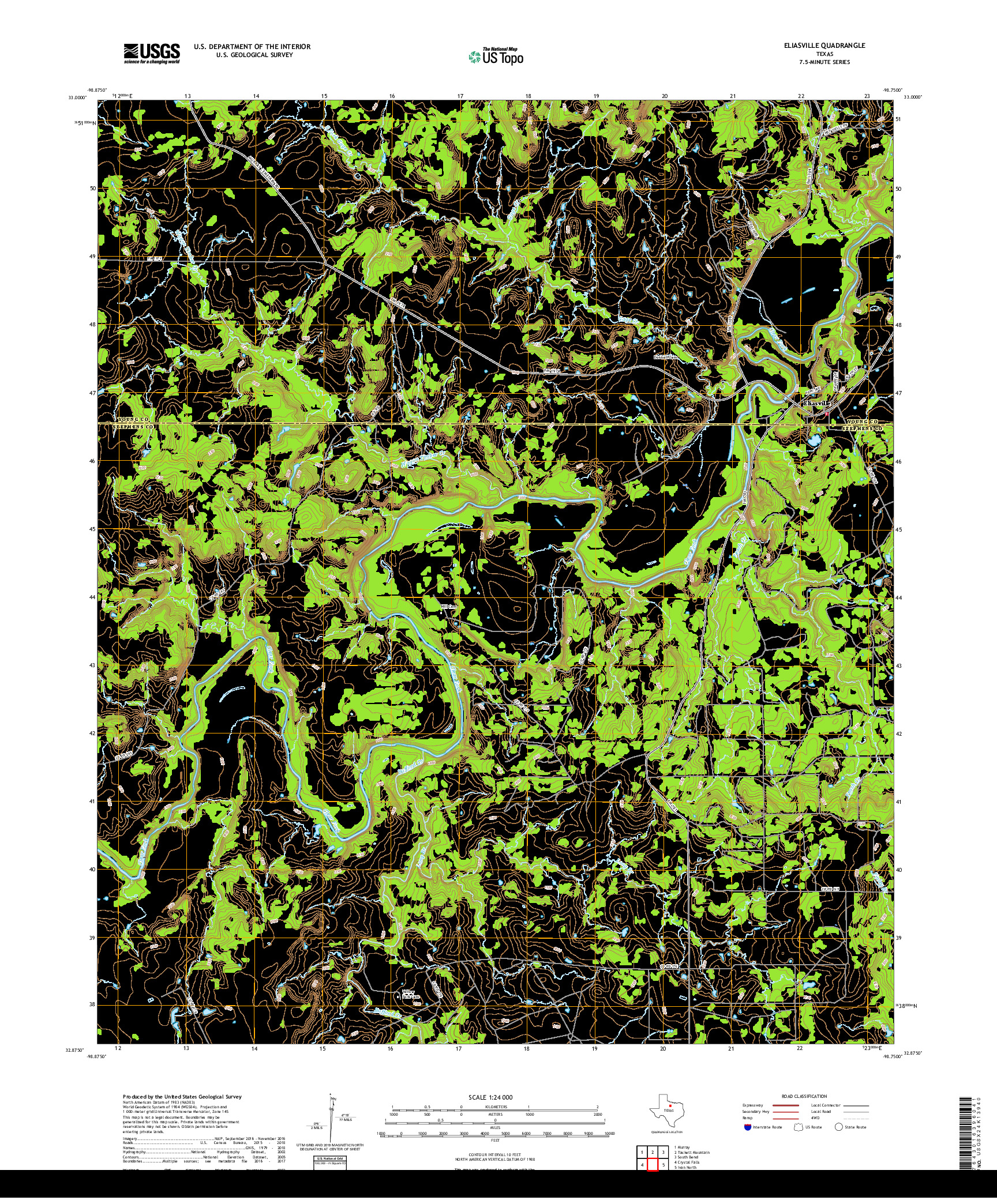 USGS US TOPO 7.5-MINUTE MAP FOR ELIASVILLE, TX 2019