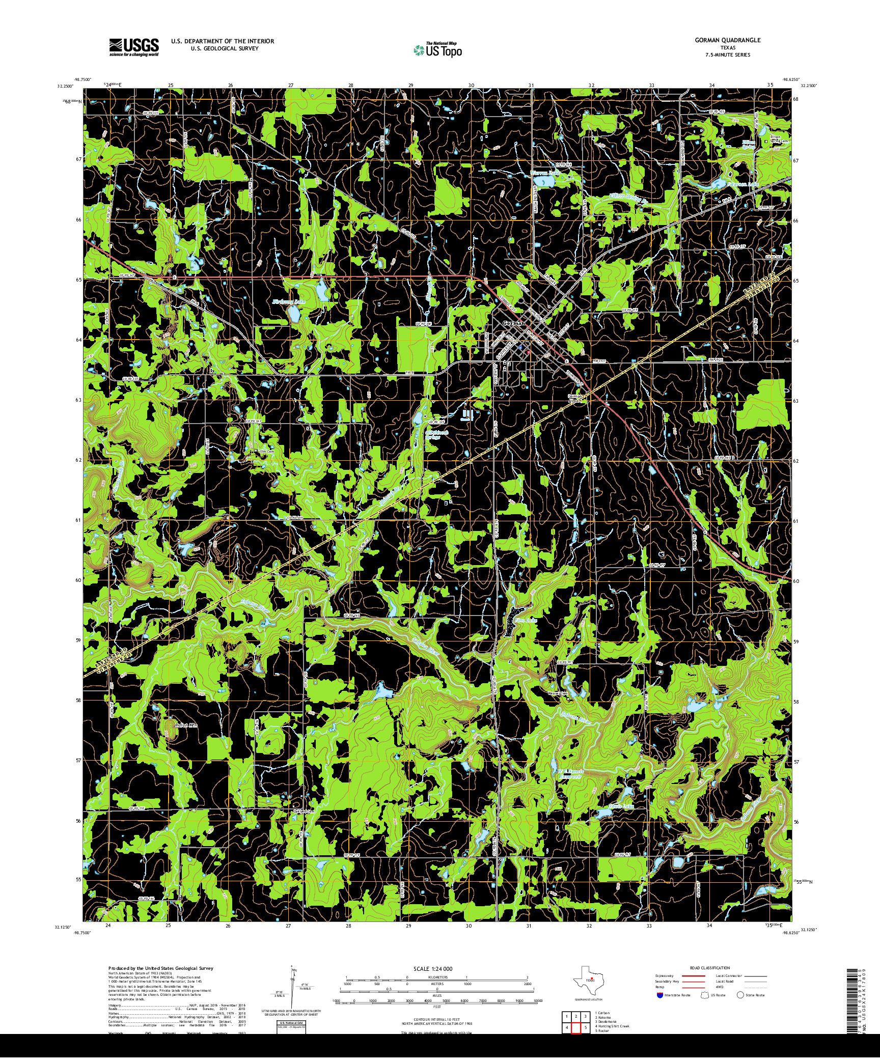 USGS US TOPO 7.5-MINUTE MAP FOR GORMAN, TX 2019