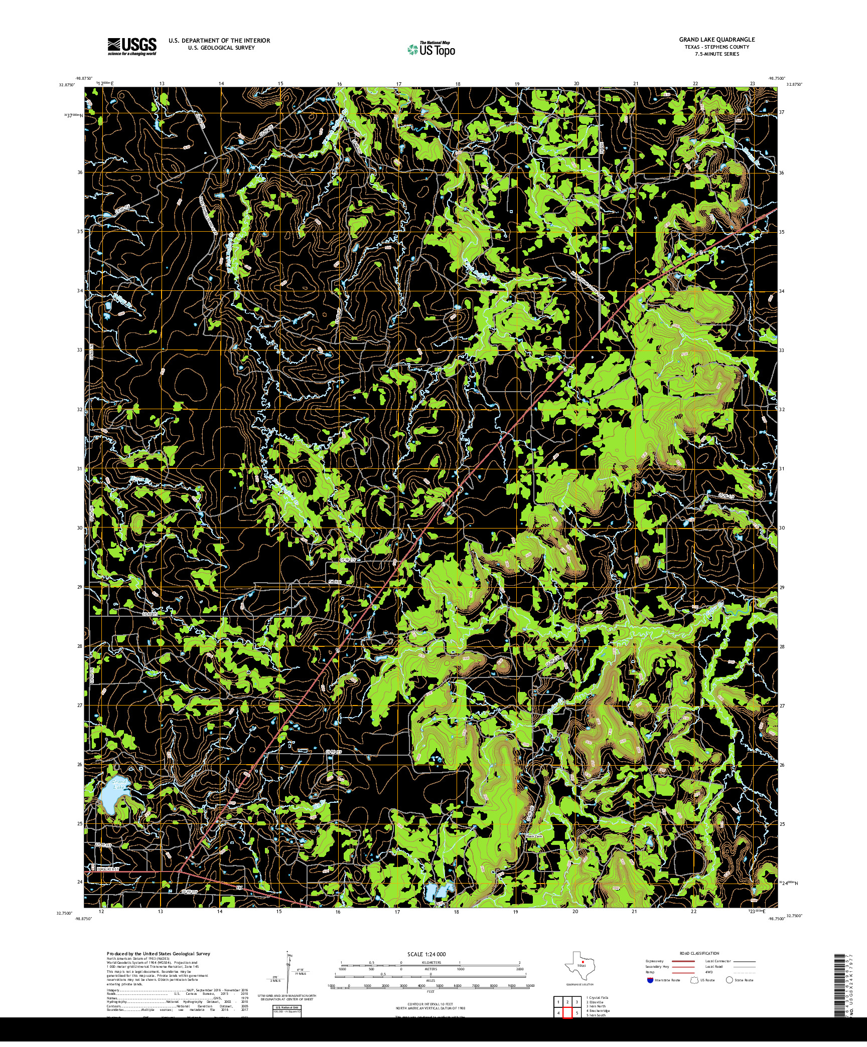 USGS US TOPO 7.5-MINUTE MAP FOR GRAND LAKE, TX 2019