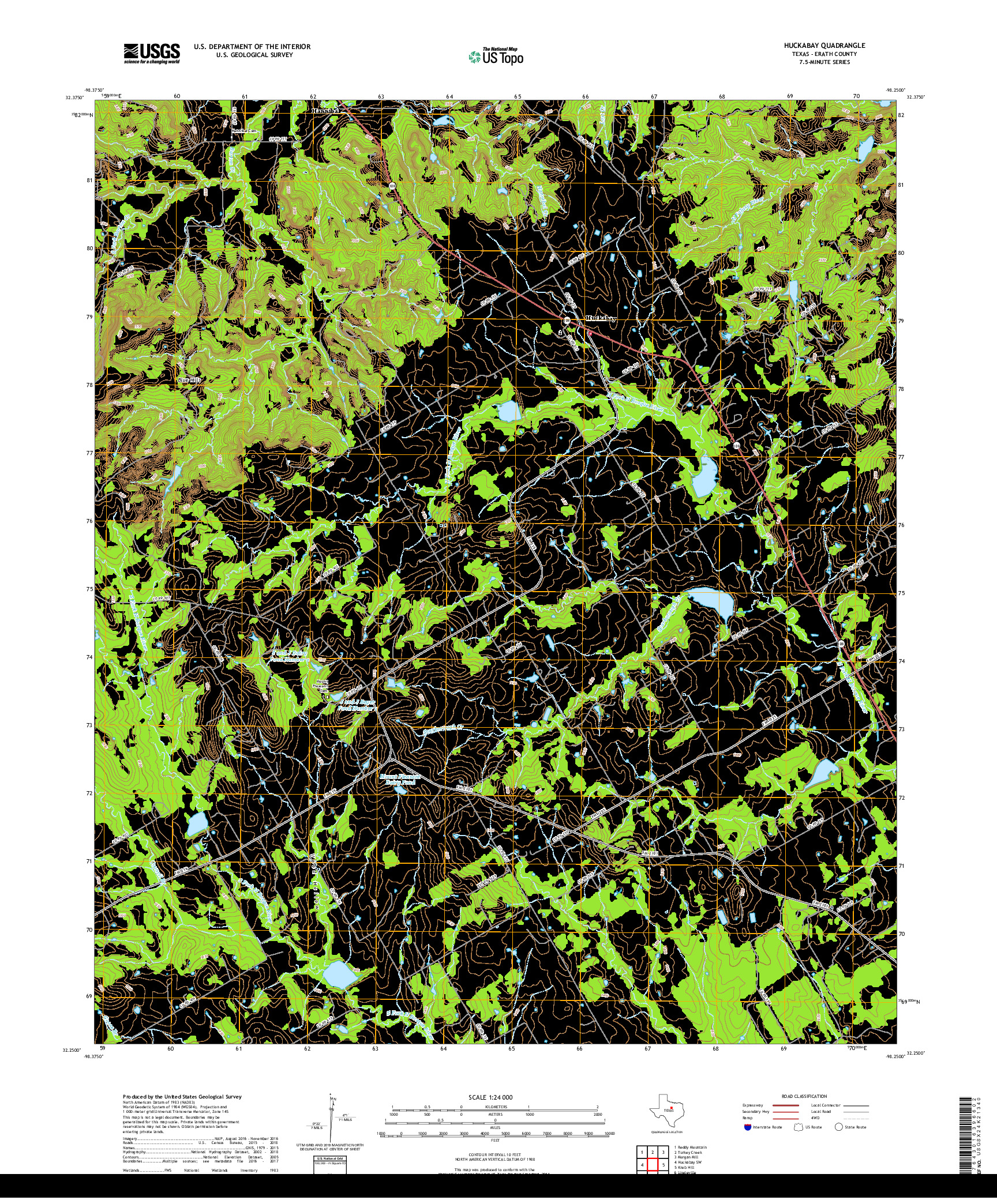 USGS US TOPO 7.5-MINUTE MAP FOR HUCKABAY, TX 2019