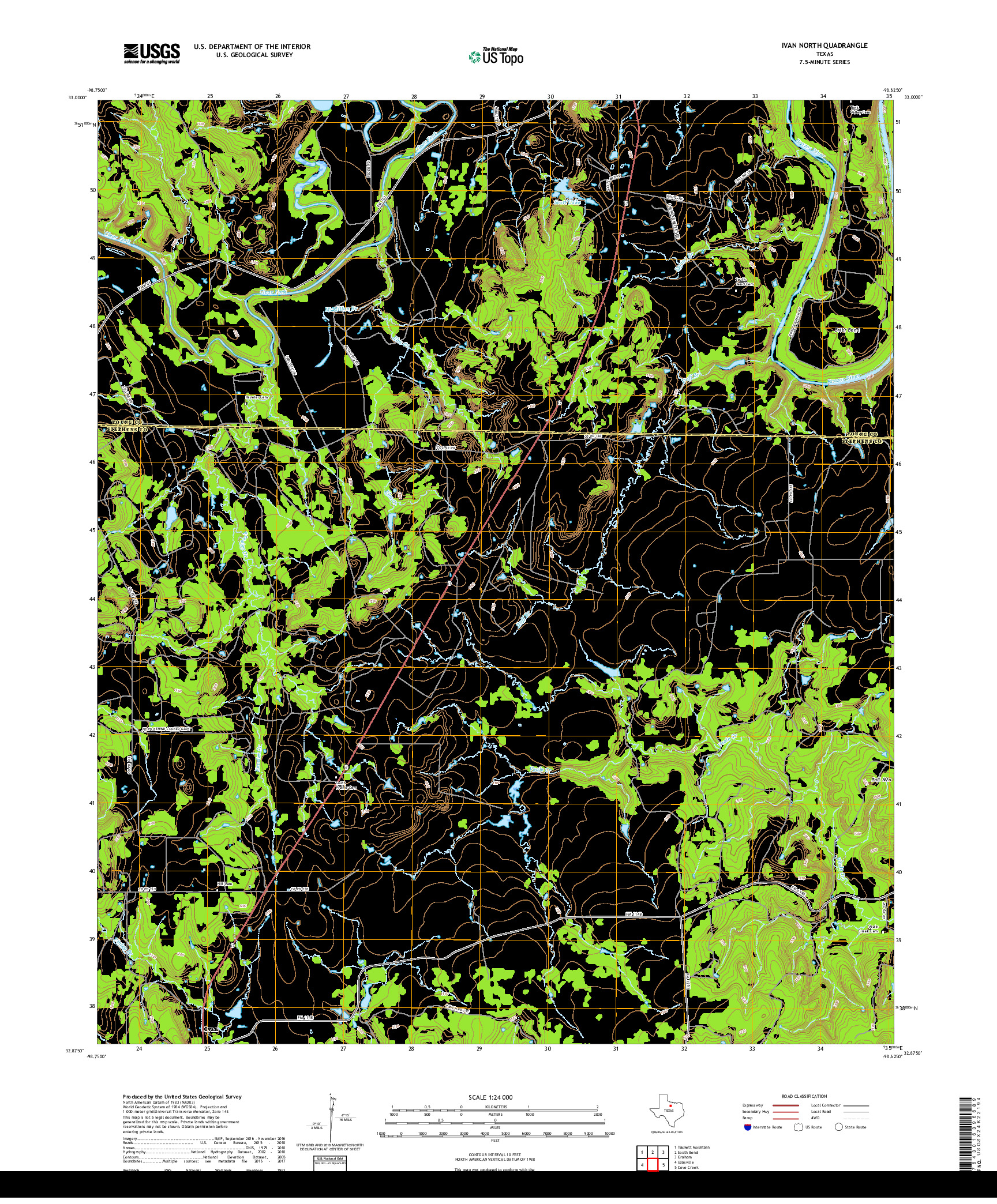 USGS US TOPO 7.5-MINUTE MAP FOR IVAN NORTH, TX 2019