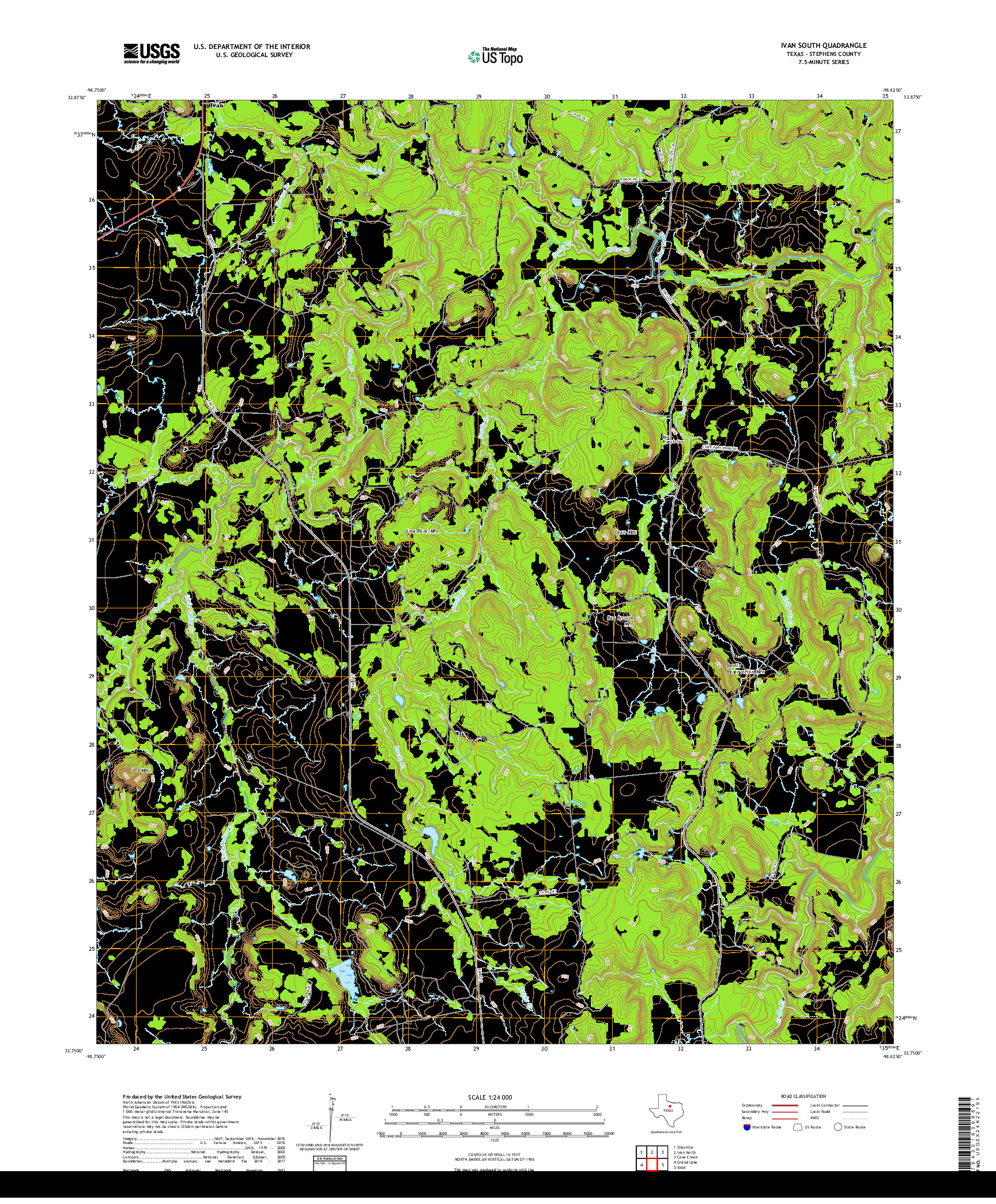 USGS US TOPO 7.5-MINUTE MAP FOR IVAN SOUTH, TX 2019