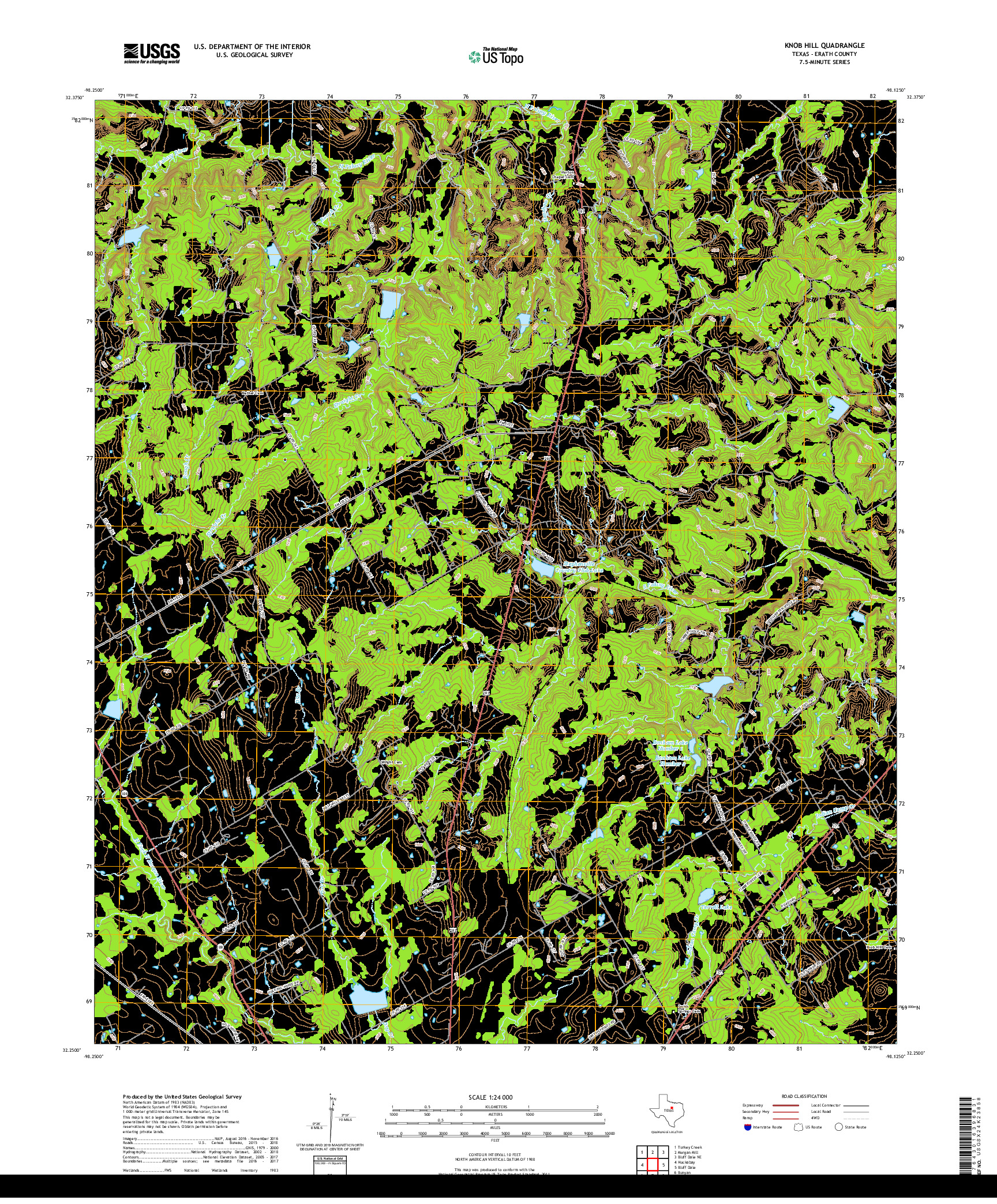 USGS US TOPO 7.5-MINUTE MAP FOR KNOB HILL, TX 2019