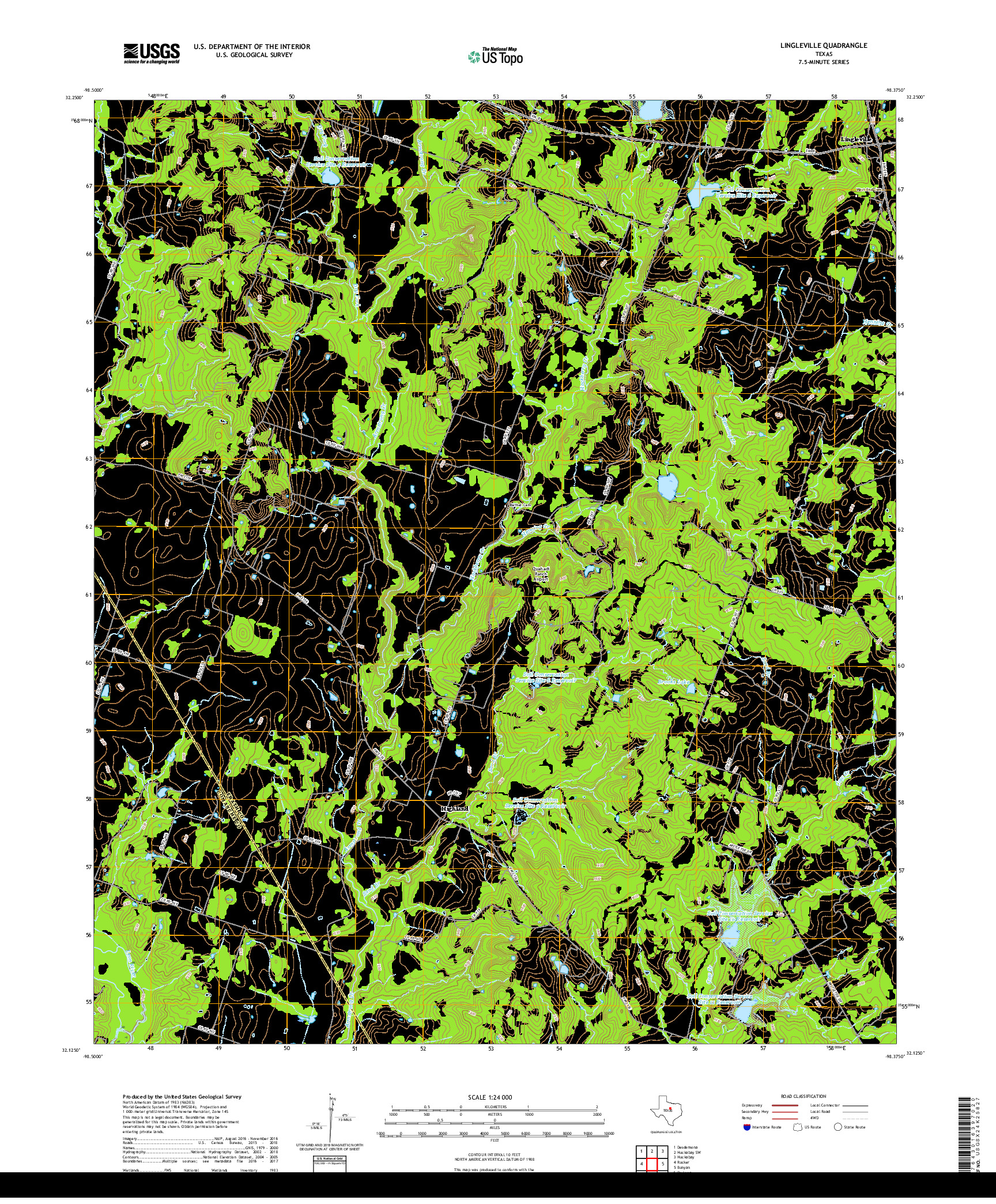 USGS US TOPO 7.5-MINUTE MAP FOR LINGLEVILLE, TX 2019