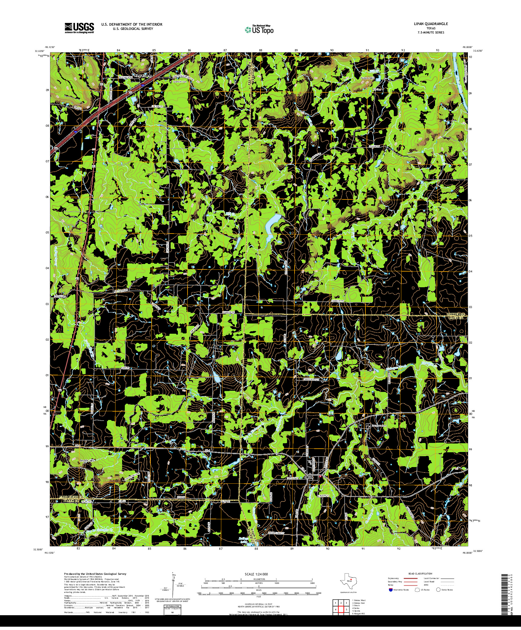 USGS US TOPO 7.5-MINUTE MAP FOR LIPAN, TX 2019