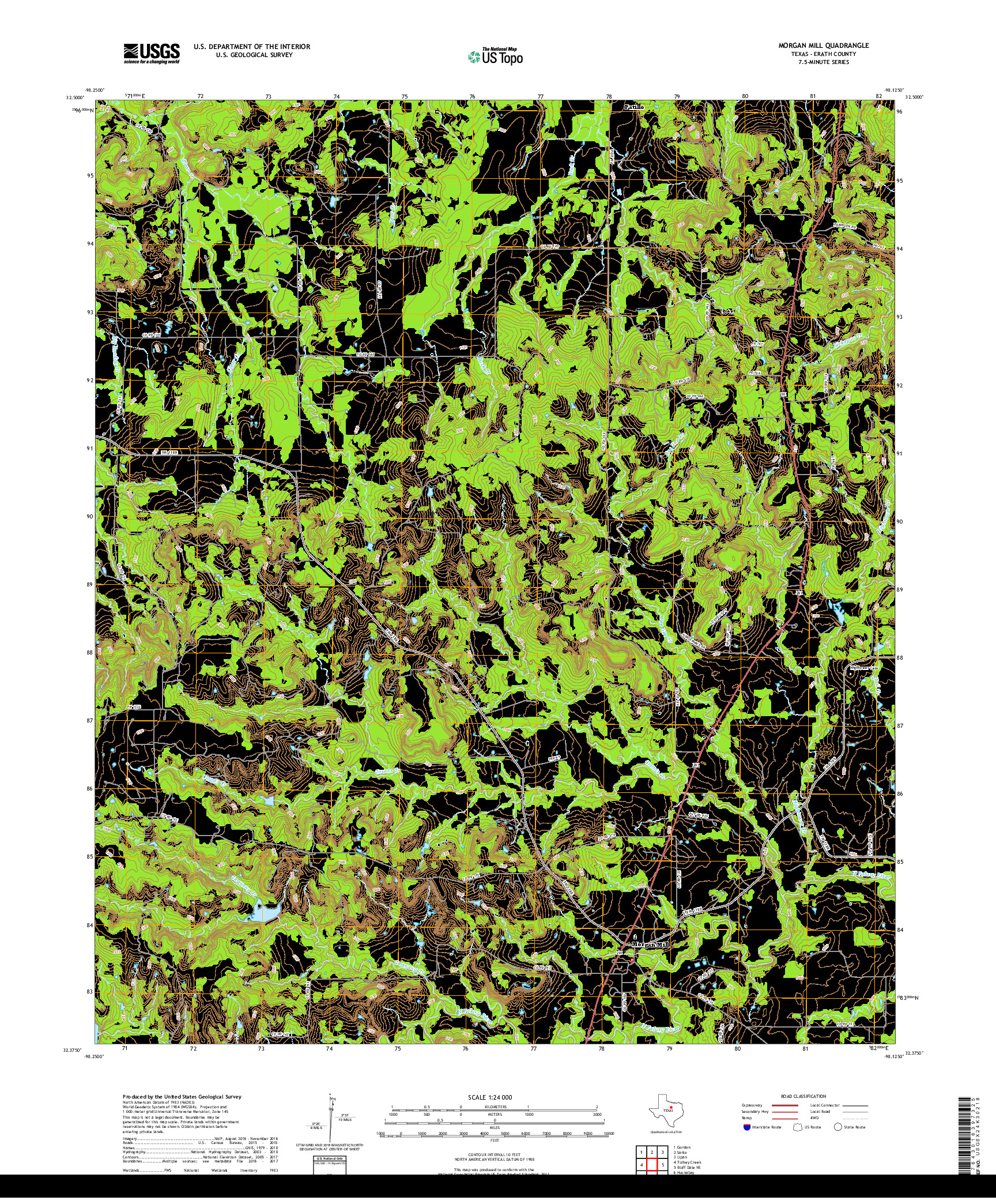 USGS US TOPO 7.5-MINUTE MAP FOR MORGAN MILL, TX 2019