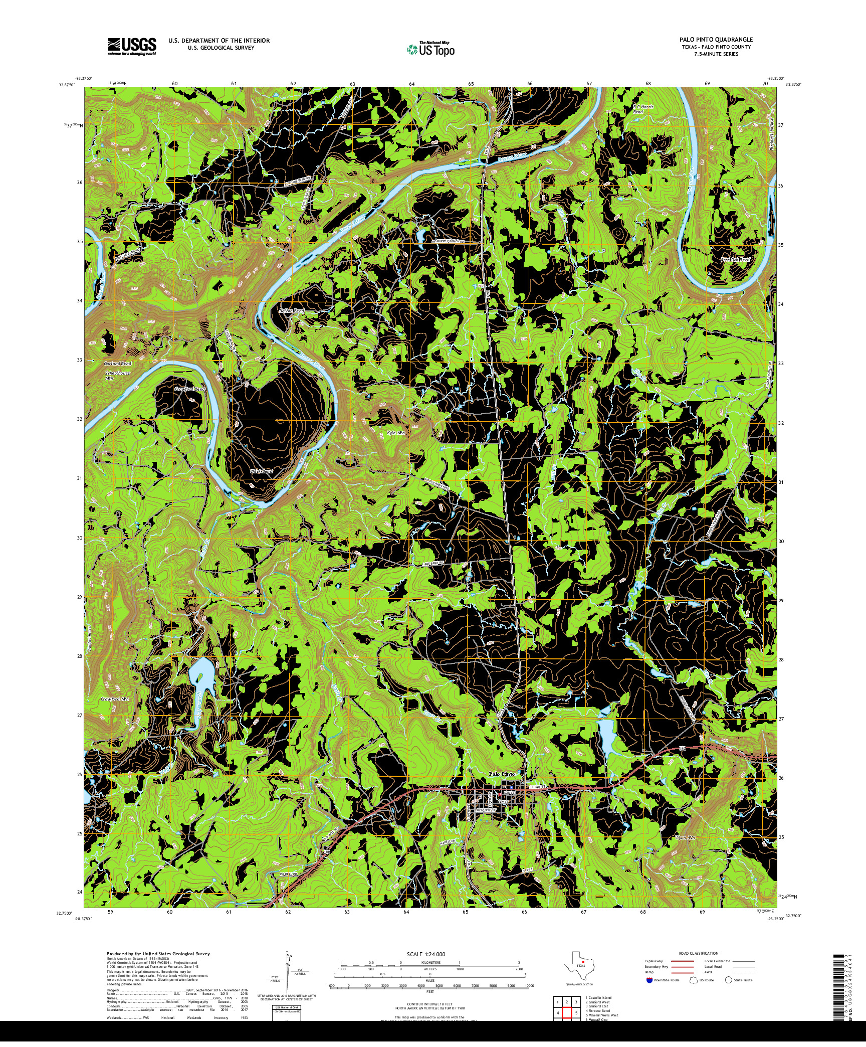 USGS US TOPO 7.5-MINUTE MAP FOR PALO PINTO, TX 2019