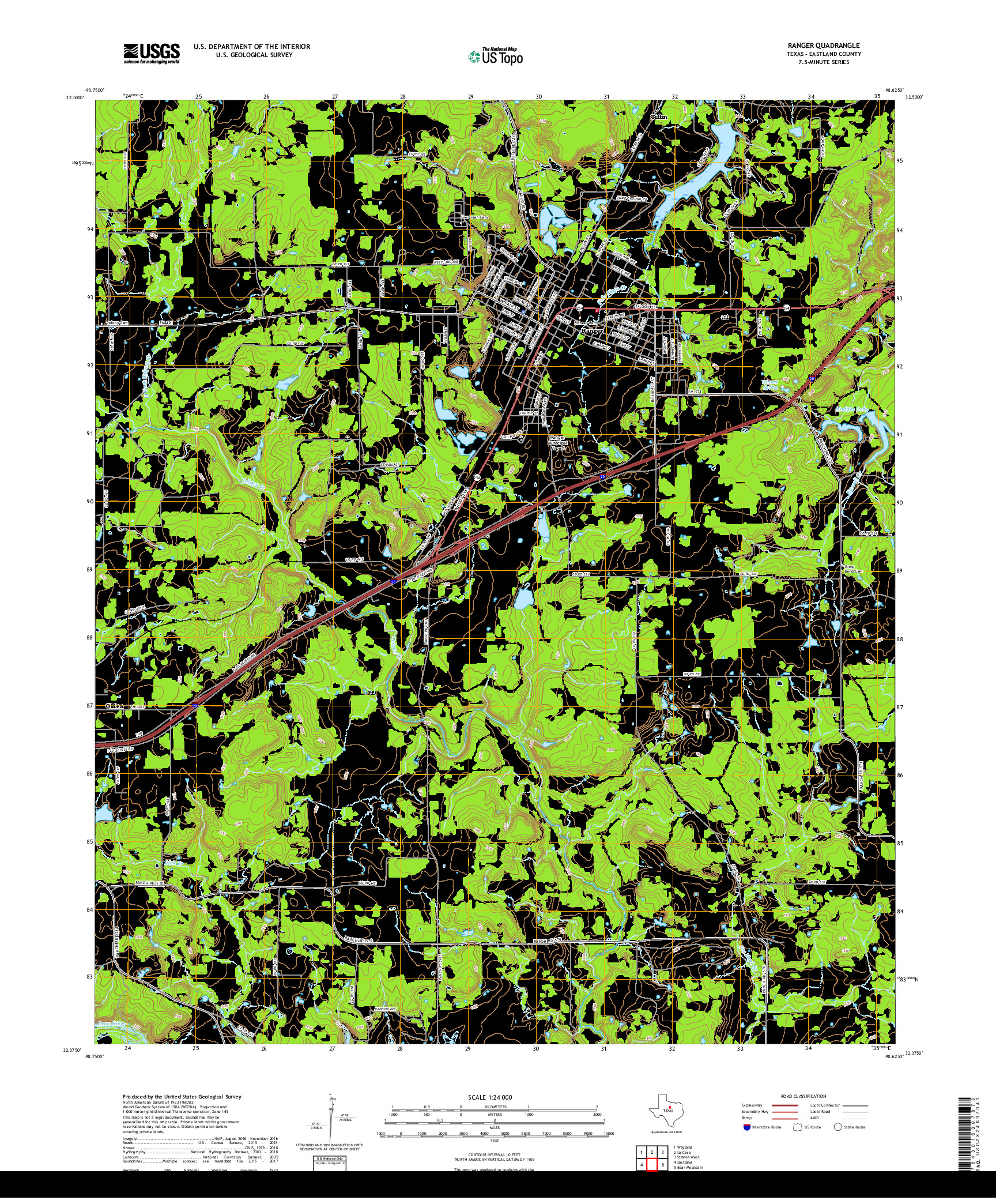 USGS US TOPO 7.5-MINUTE MAP FOR RANGER, TX 2019