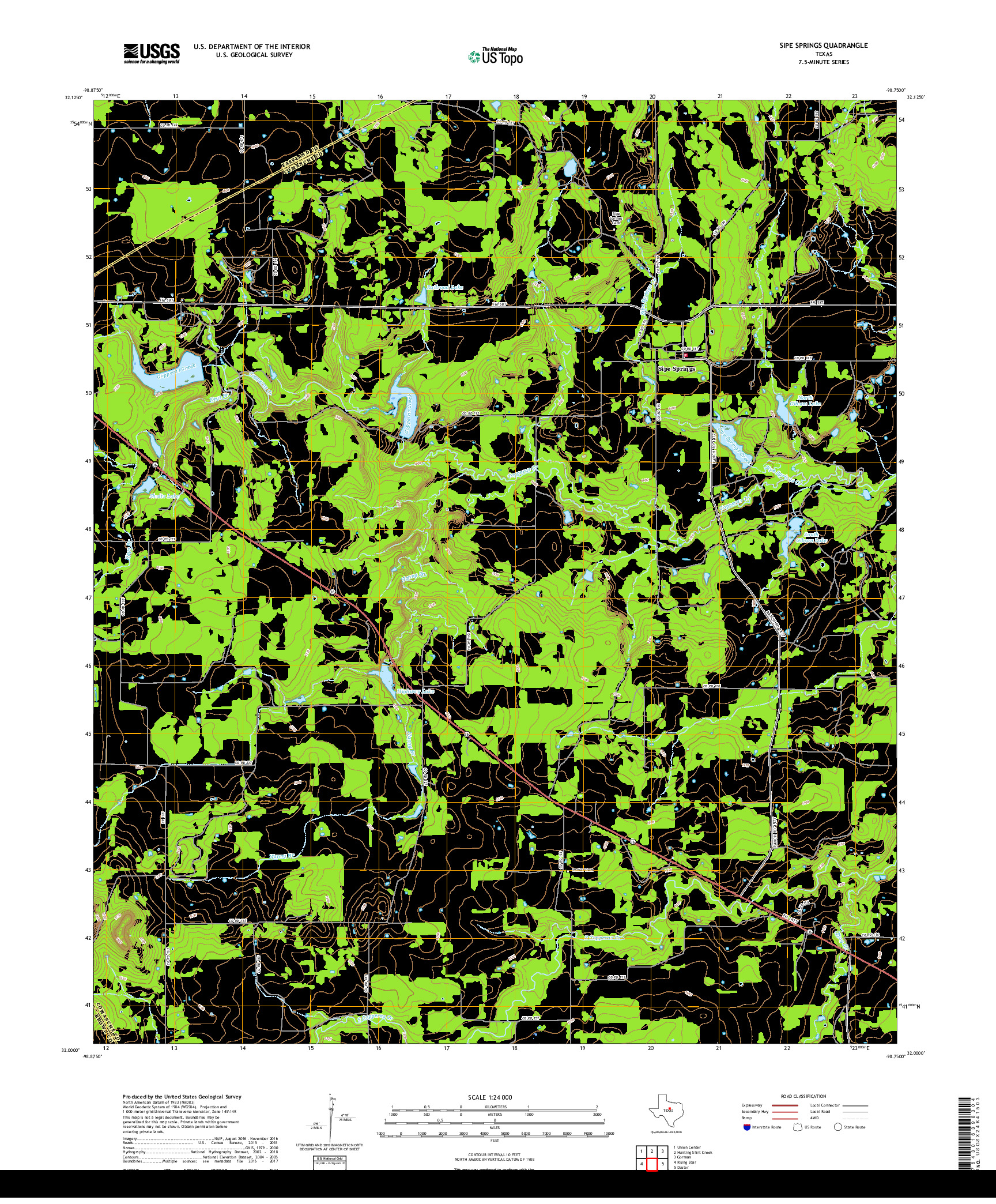 USGS US TOPO 7.5-MINUTE MAP FOR SIPE SPRINGS, TX 2019