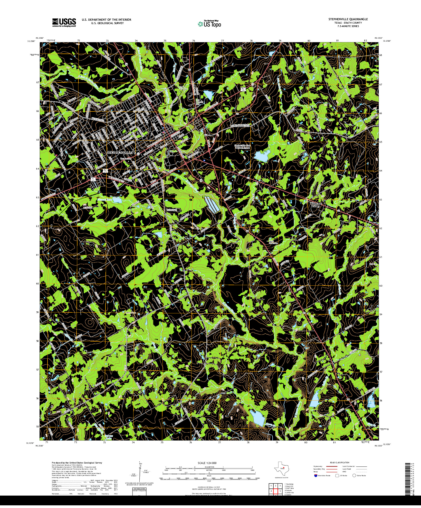 USGS US TOPO 7.5-MINUTE MAP FOR STEPHENVILLE, TX 2019