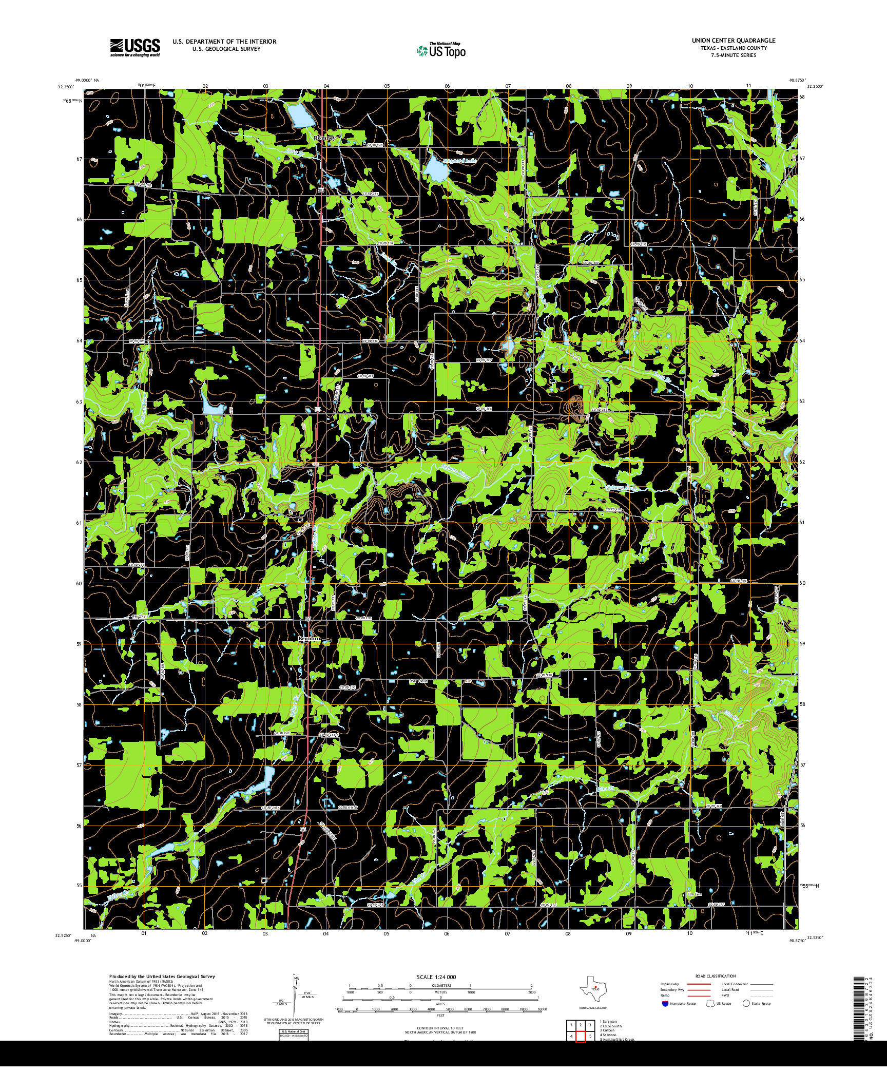 USGS US TOPO 7.5-MINUTE MAP FOR UNION CENTER, TX 2019