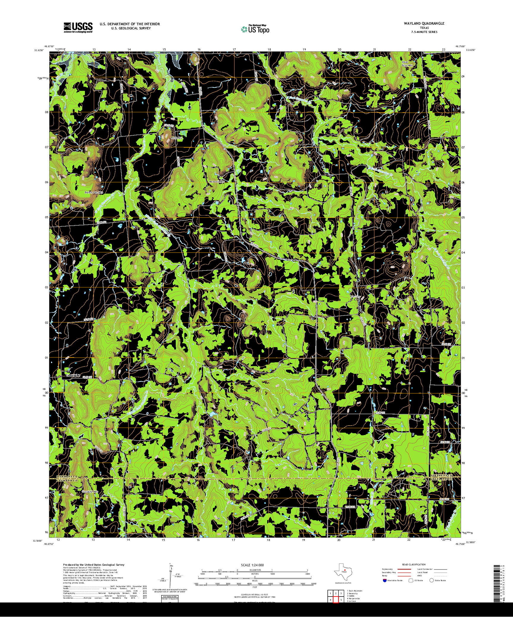 USGS US TOPO 7.5-MINUTE MAP FOR WAYLAND, TX 2019