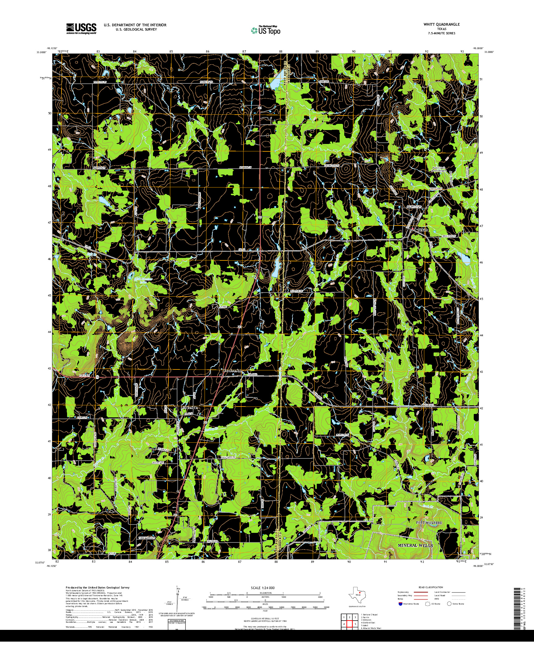 USGS US TOPO 7.5-MINUTE MAP FOR WHITT, TX 2019