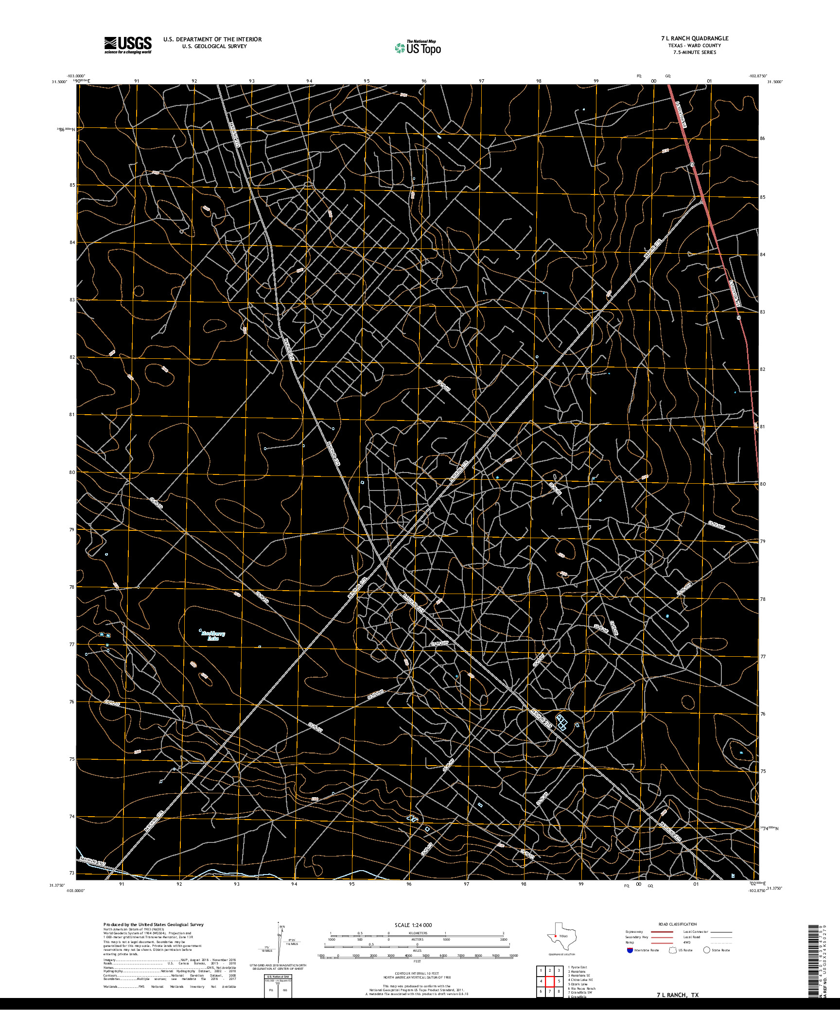 USGS US TOPO 7.5-MINUTE MAP FOR 7 L RANCH, TX 2019