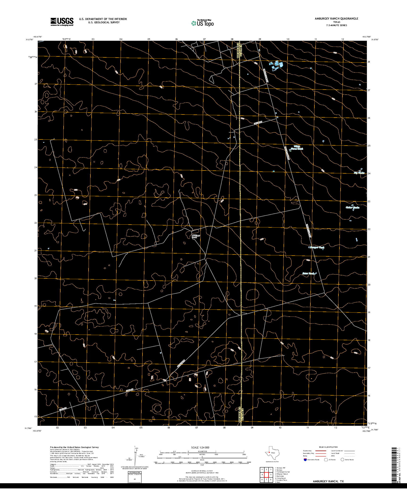 USGS US TOPO 7.5-MINUTE MAP FOR AMBURGEY RANCH, TX 2019