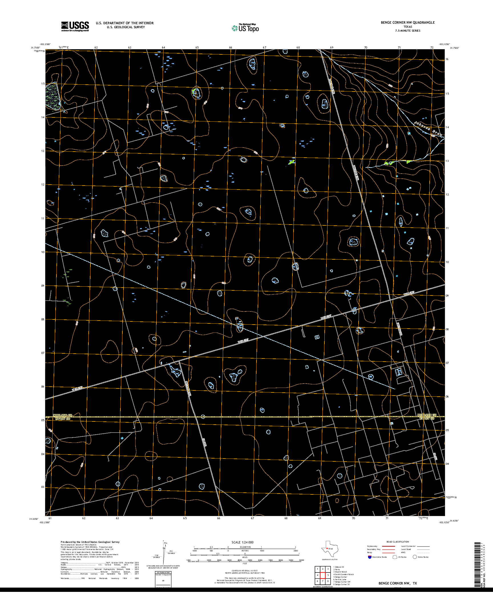 USGS US TOPO 7.5-MINUTE MAP FOR BENGE CORNER NW, TX 2019