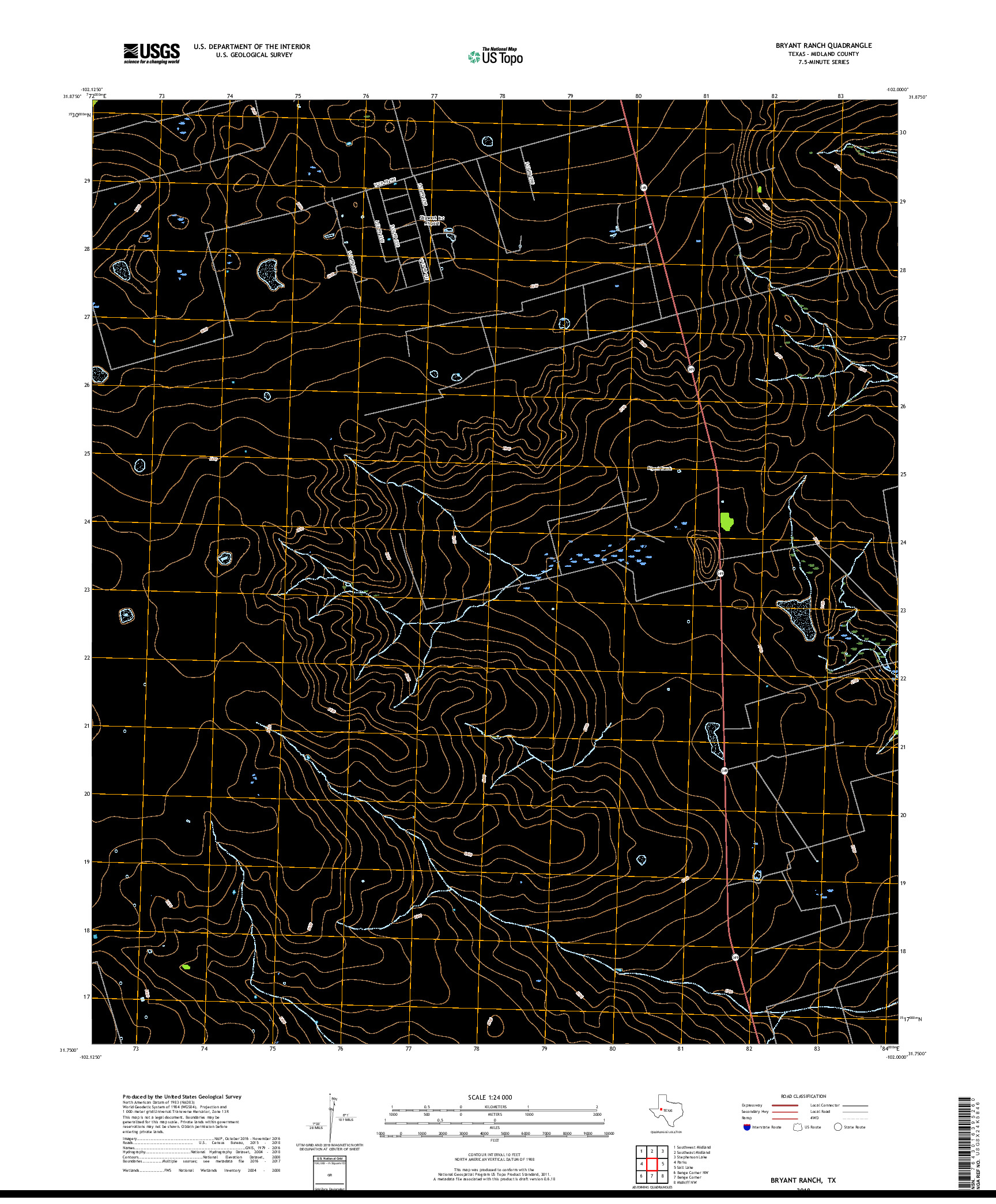 USGS US TOPO 7.5-MINUTE MAP FOR BRYANT RANCH, TX 2019