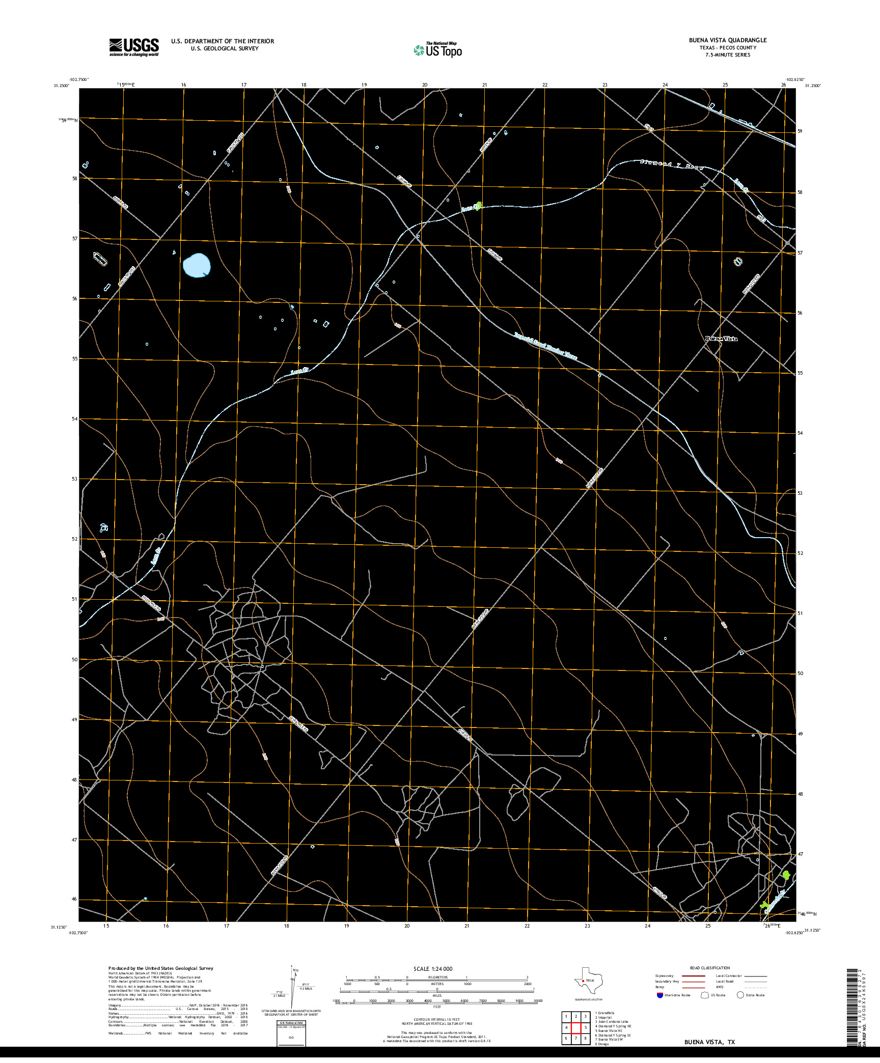 USGS US TOPO 7.5-MINUTE MAP FOR BUENA VISTA, TX 2019