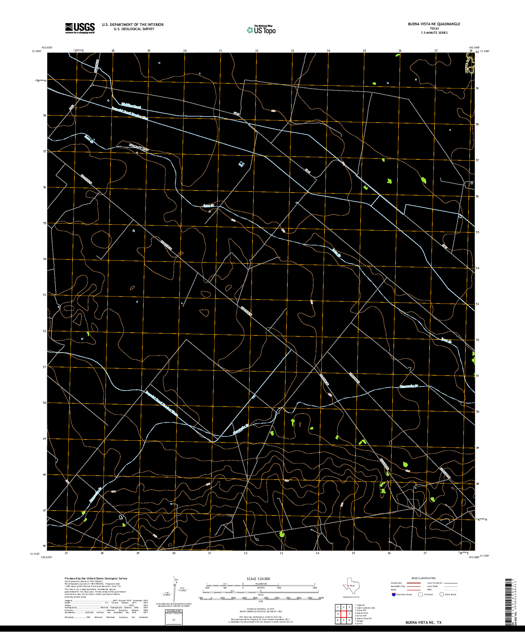 USGS US TOPO 7.5-MINUTE MAP FOR BUENA VISTA NE, TX 2019