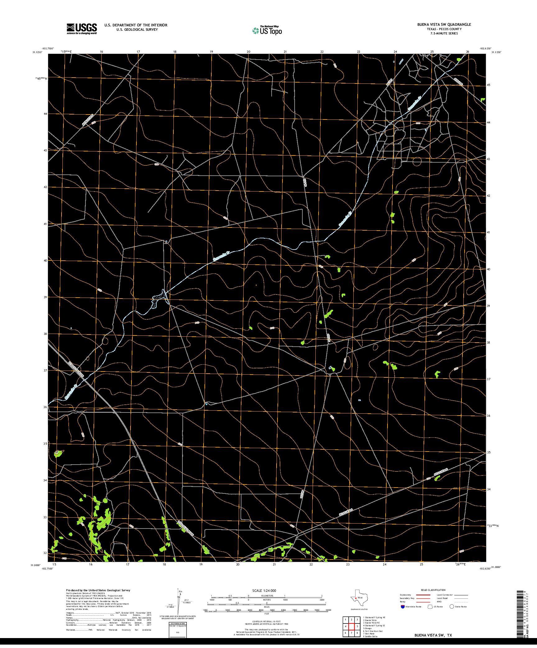 USGS US TOPO 7.5-MINUTE MAP FOR BUENA VISTA SW, TX 2019