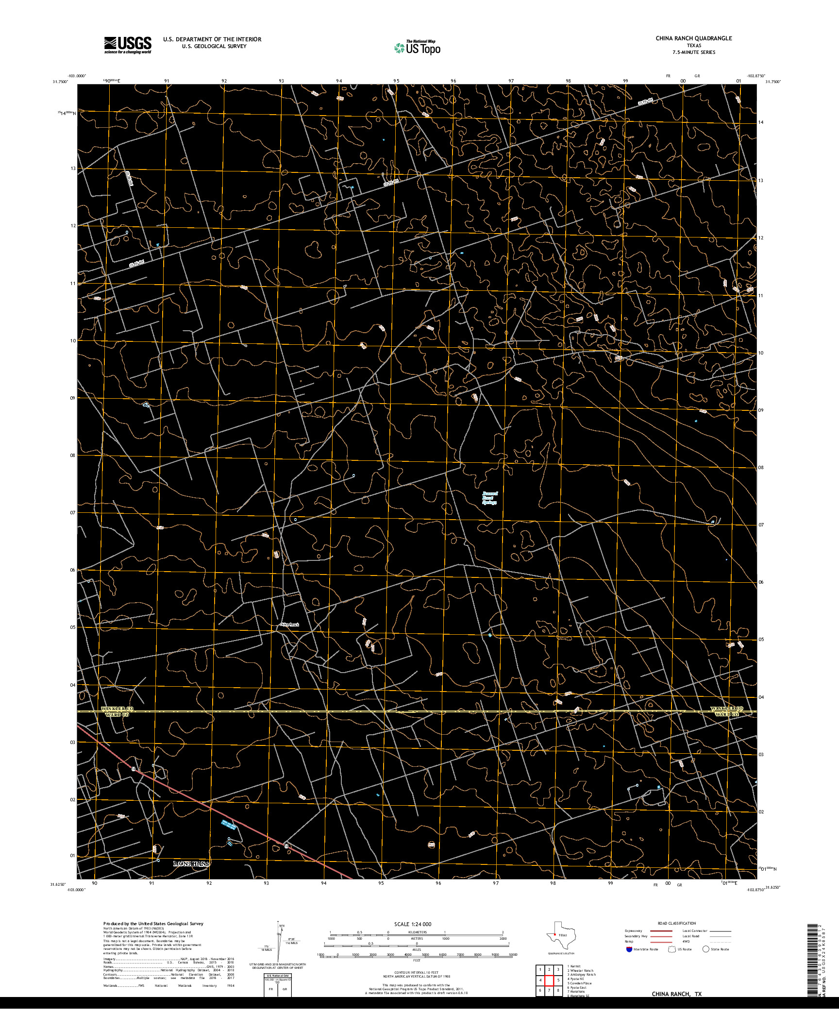 USGS US TOPO 7.5-MINUTE MAP FOR CHINA RANCH, TX 2019