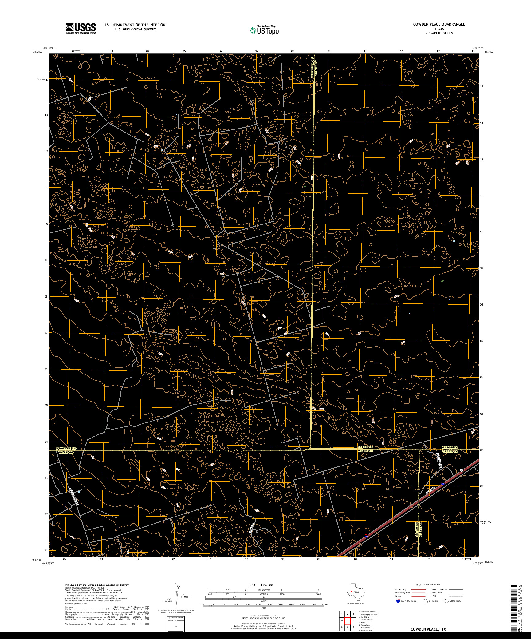 USGS US TOPO 7.5-MINUTE MAP FOR COWDEN PLACE, TX 2019