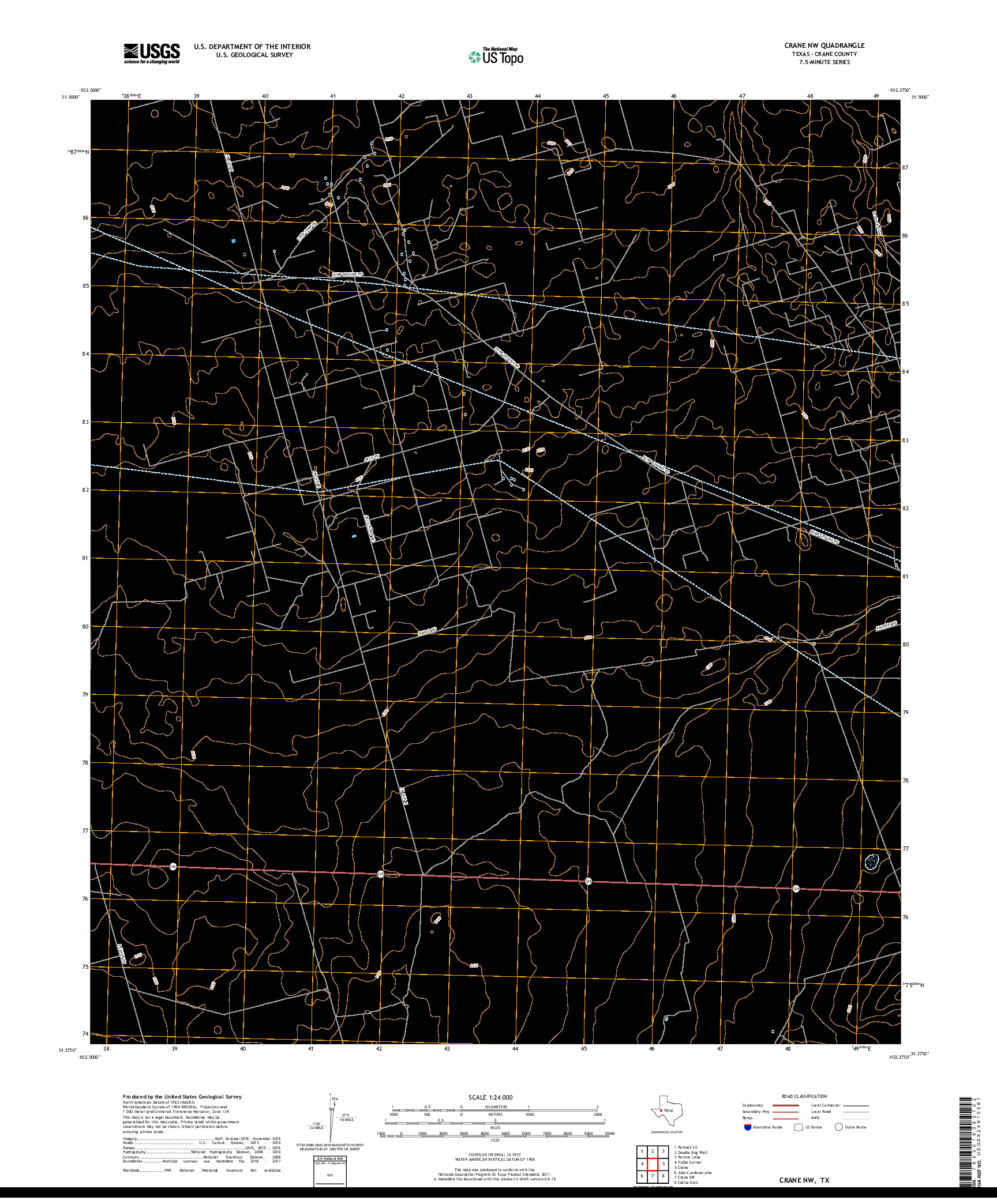 USGS US TOPO 7.5-MINUTE MAP FOR CRANE NW, TX 2019