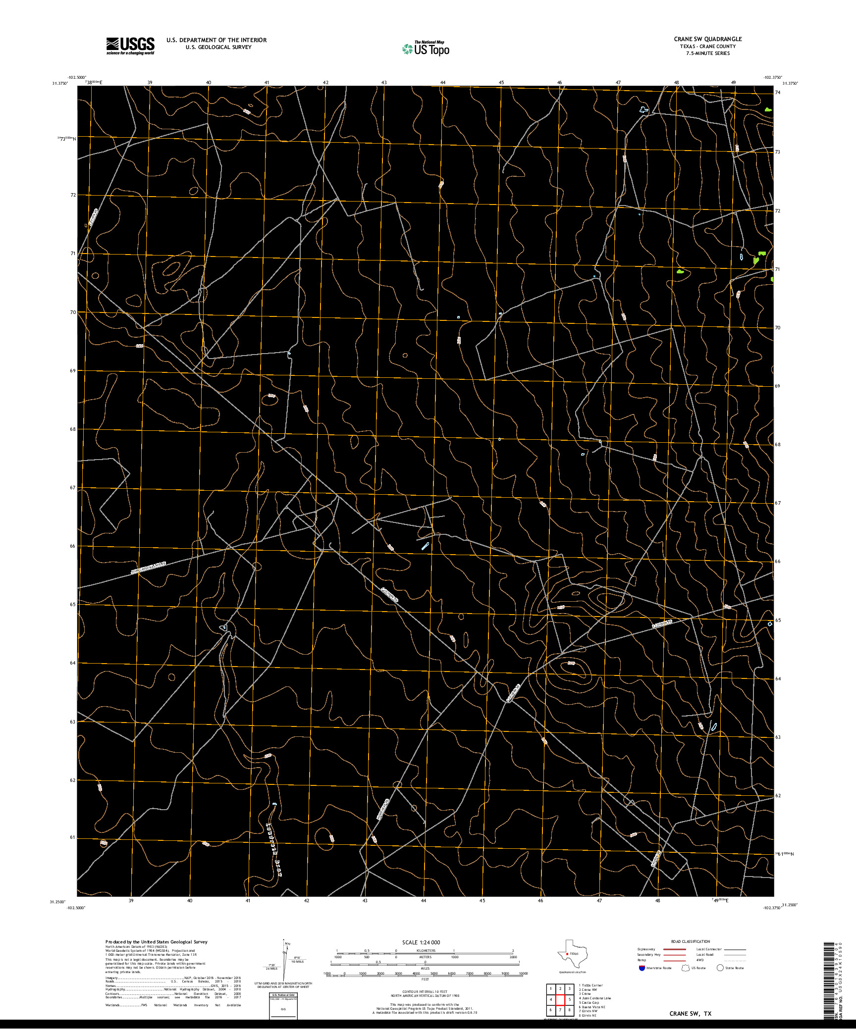 USGS US TOPO 7.5-MINUTE MAP FOR CRANE SW, TX 2019