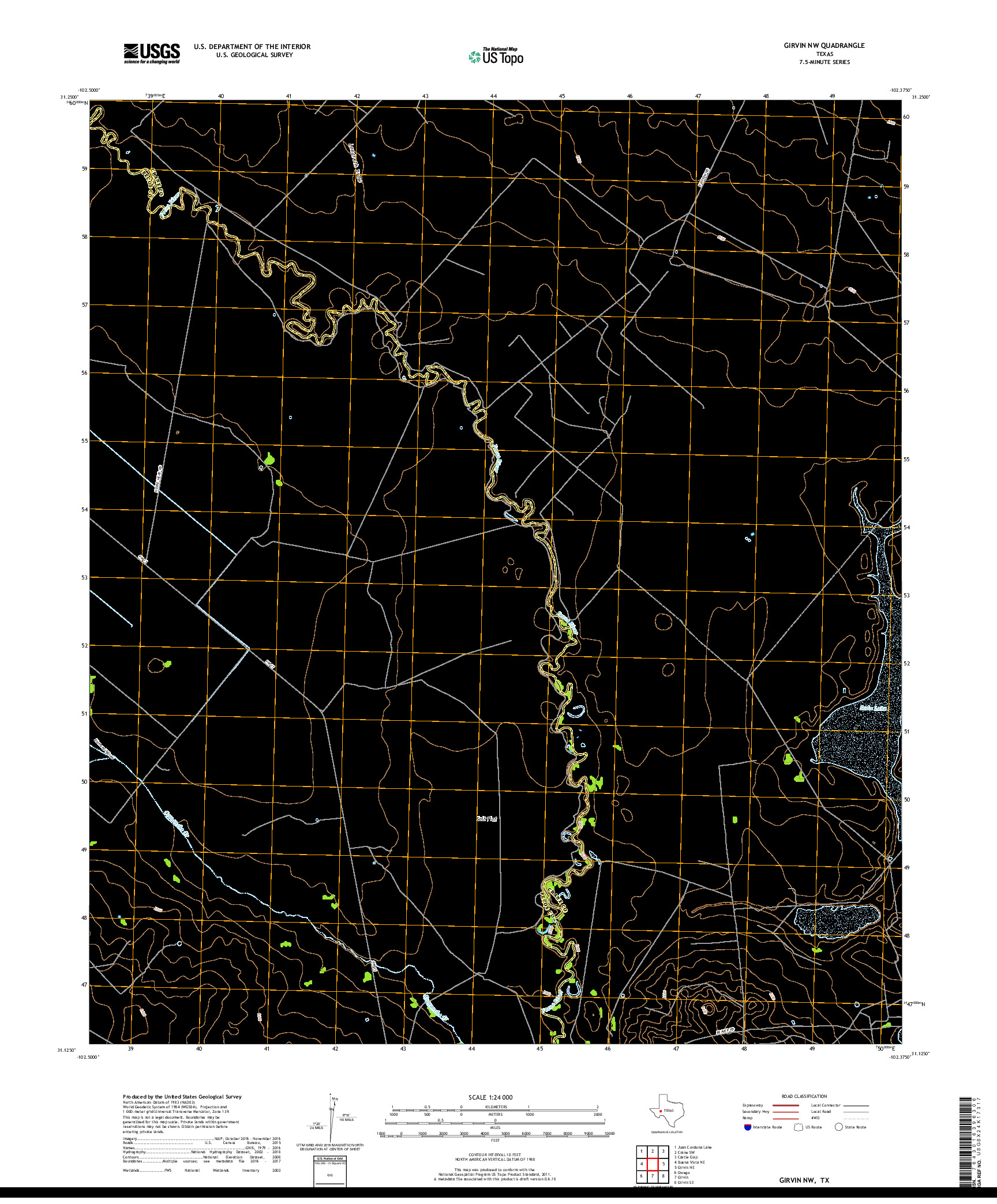 USGS US TOPO 7.5-MINUTE MAP FOR GIRVIN NW, TX 2019
