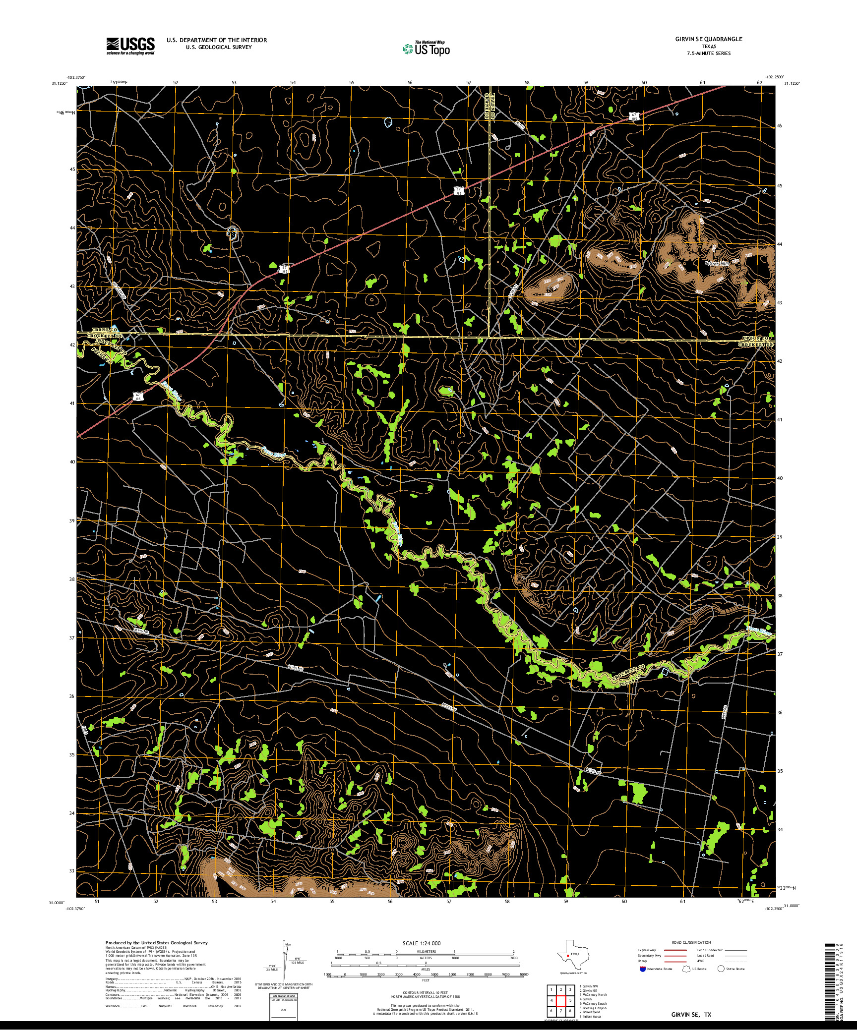 USGS US TOPO 7.5-MINUTE MAP FOR GIRVIN SE, TX 2019