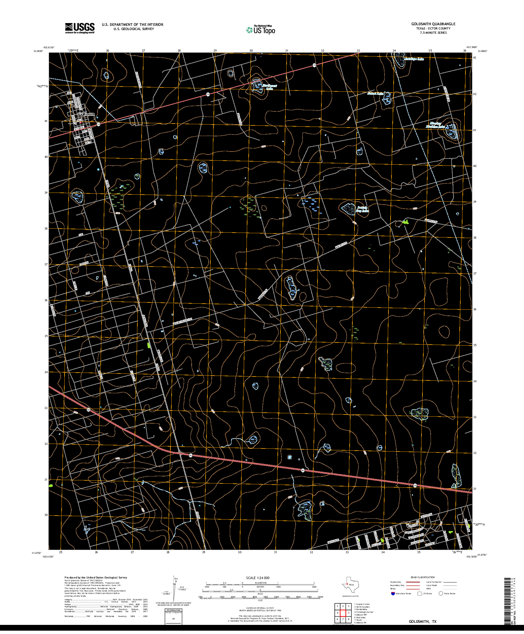 USGS US TOPO 7.5-MINUTE MAP FOR GOLDSMITH, TX 2019