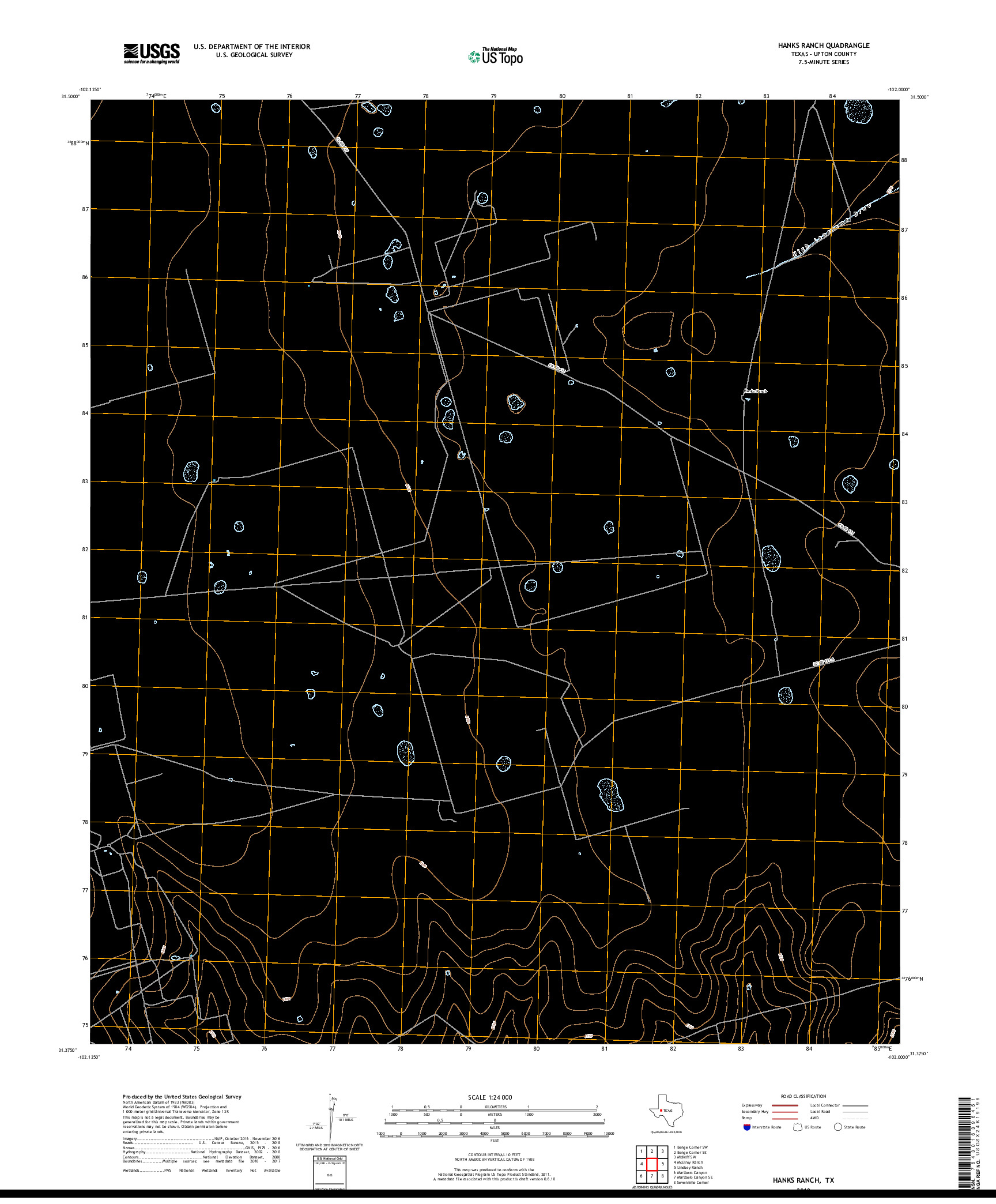 USGS US TOPO 7.5-MINUTE MAP FOR HANKS RANCH, TX 2019