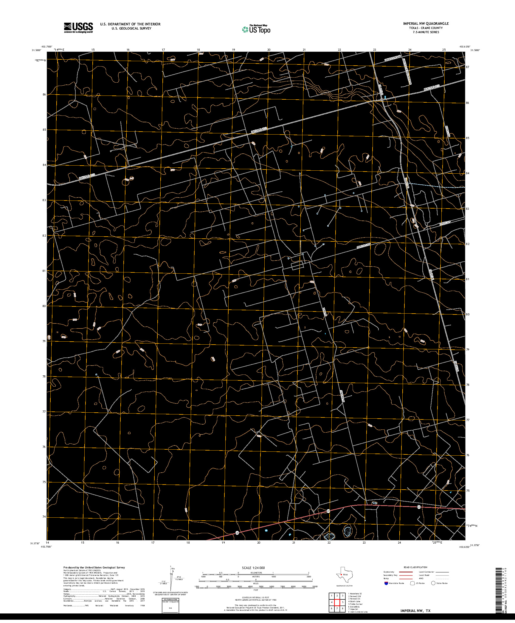 USGS US TOPO 7.5-MINUTE MAP FOR IMPERIAL NW, TX 2019