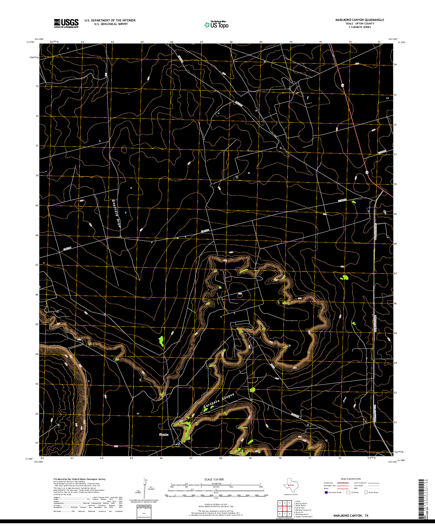 USGS US TOPO 7.5-MINUTE MAP FOR MARLBORO CANYON, TX 2019