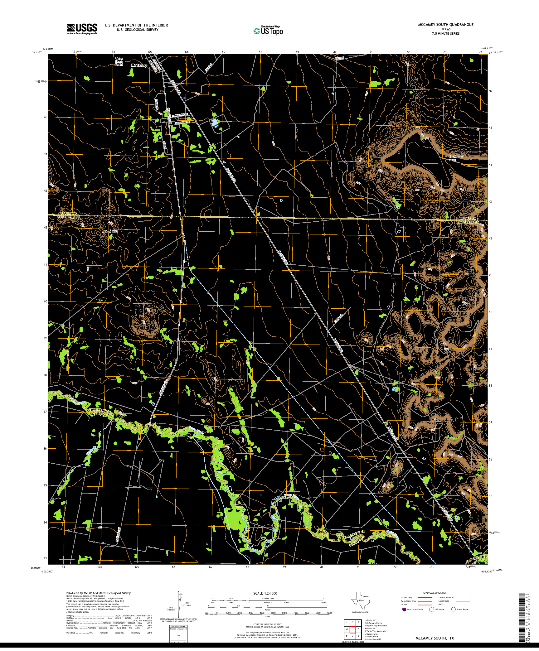 USGS US TOPO 7.5-MINUTE MAP FOR MCCAMEY SOUTH, TX 2019