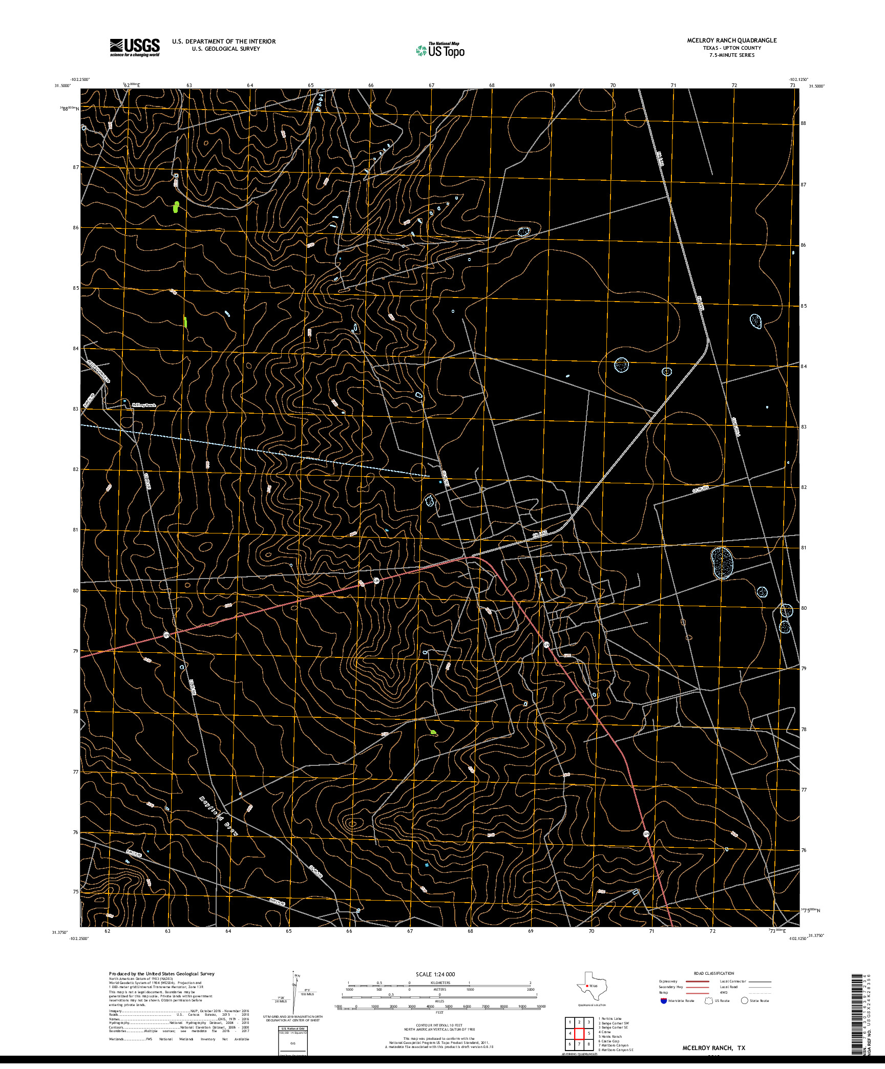 USGS US TOPO 7.5-MINUTE MAP FOR MCELROY RANCH, TX 2019