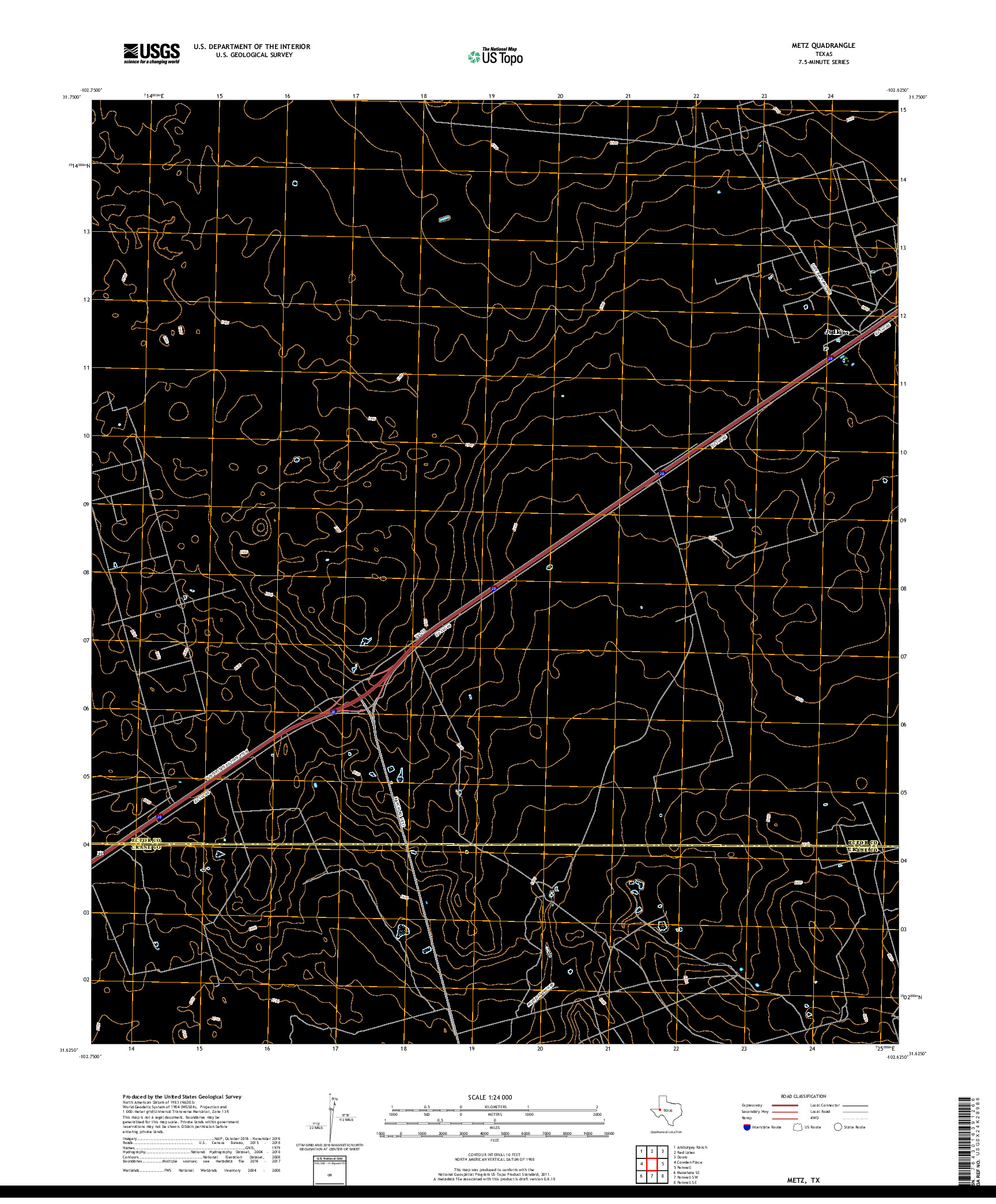 USGS US TOPO 7.5-MINUTE MAP FOR METZ, TX 2019