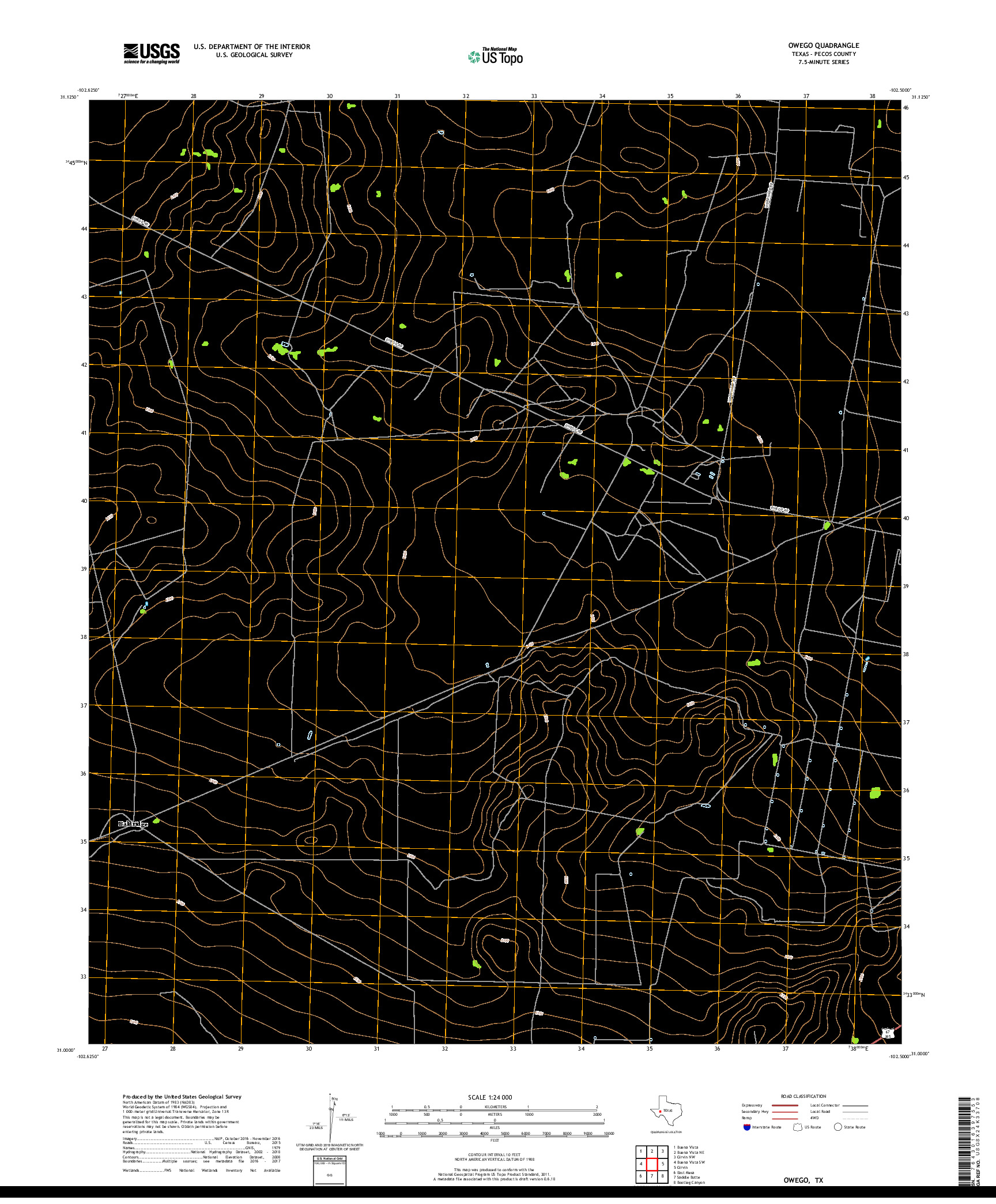 USGS US TOPO 7.5-MINUTE MAP FOR OWEGO, TX 2019