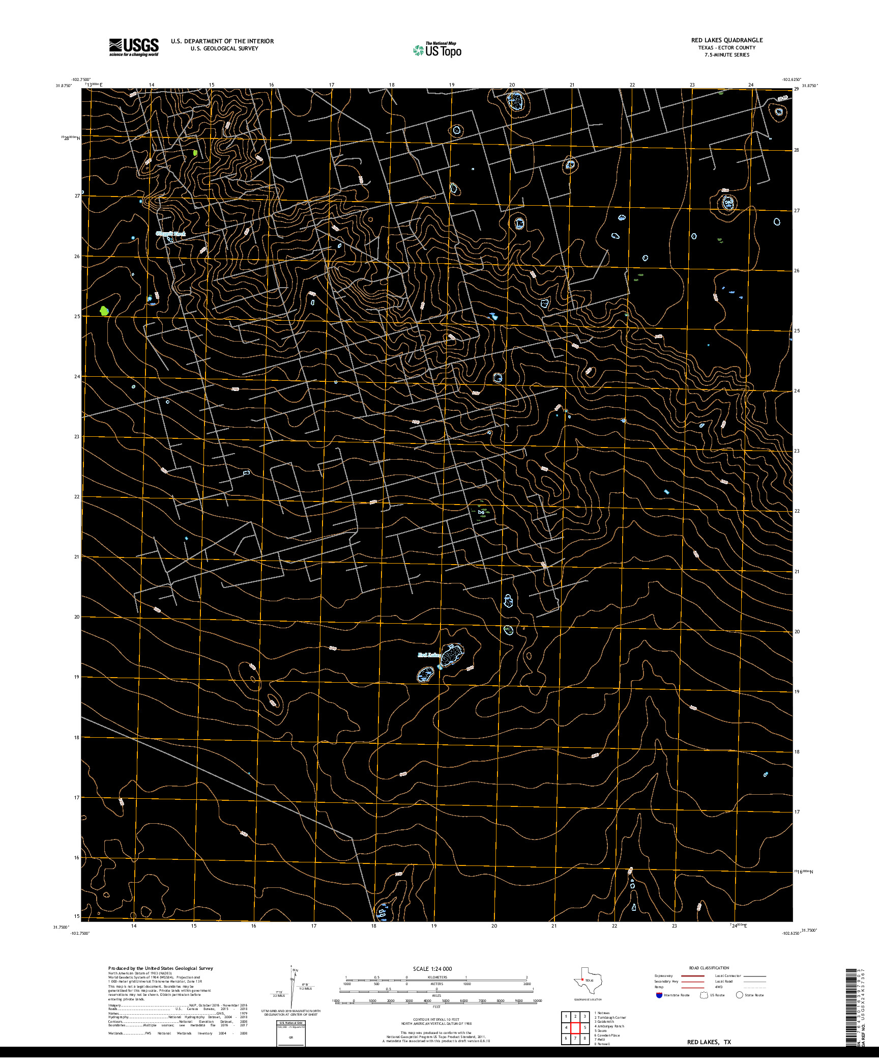 USGS US TOPO 7.5-MINUTE MAP FOR RED LAKES, TX 2019