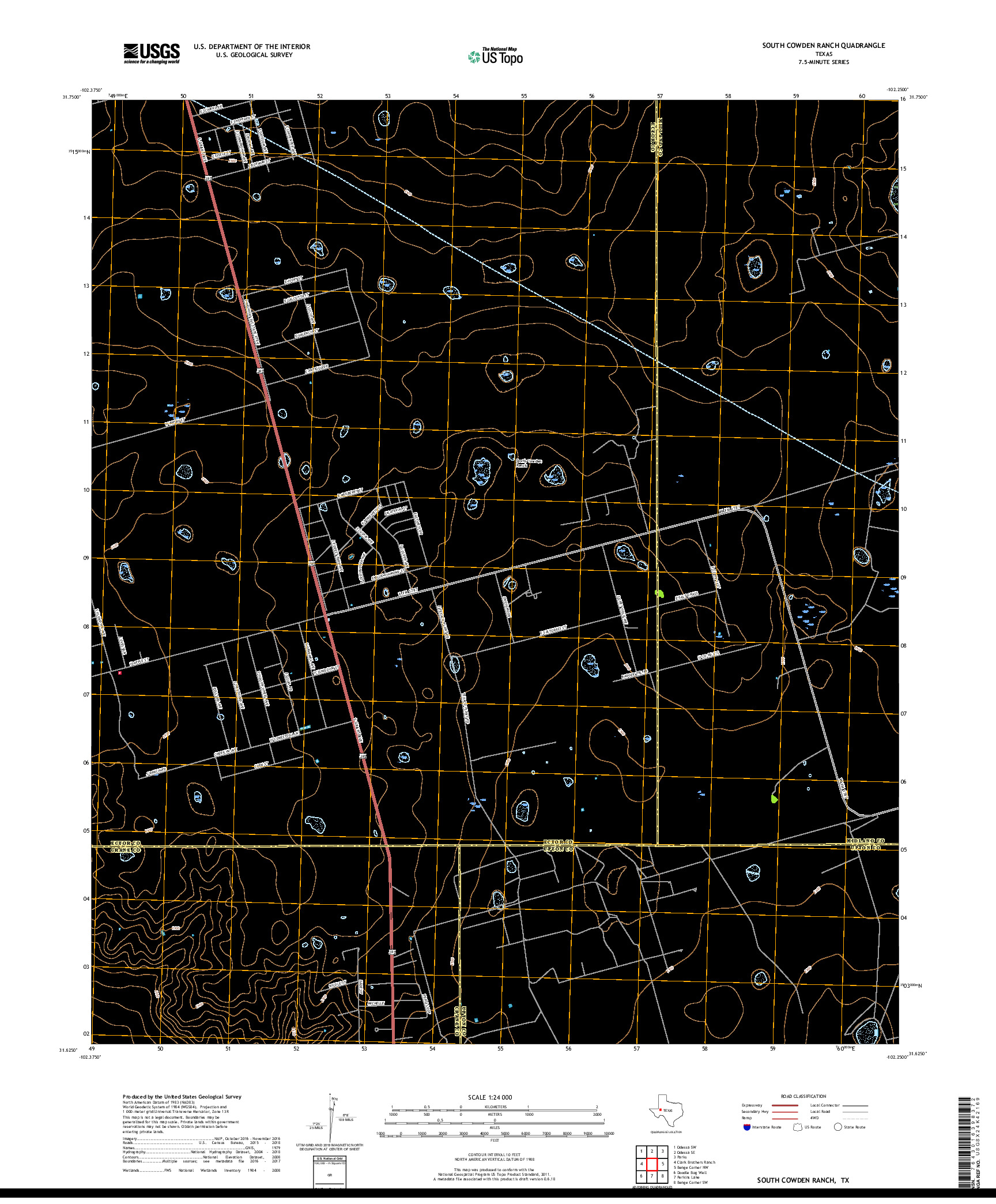 USGS US TOPO 7.5-MINUTE MAP FOR SOUTH COWDEN RANCH, TX 2019