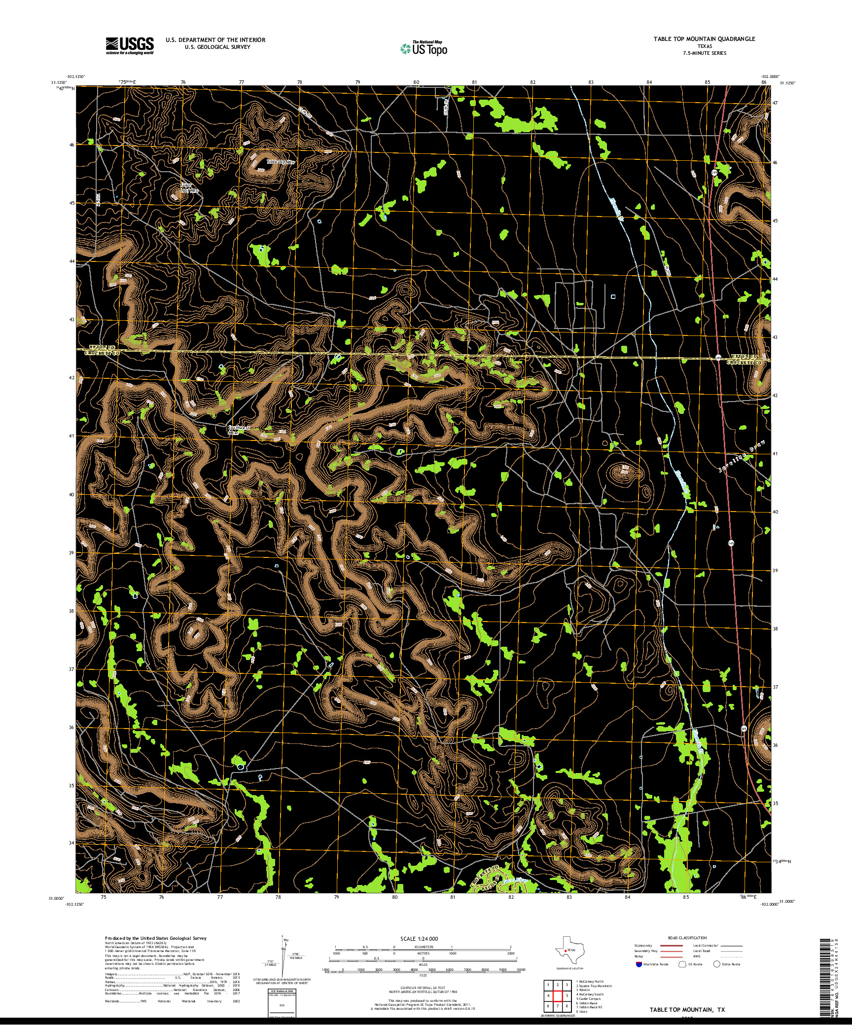 USGS US TOPO 7.5-MINUTE MAP FOR TABLE TOP MOUNTAIN, TX 2019