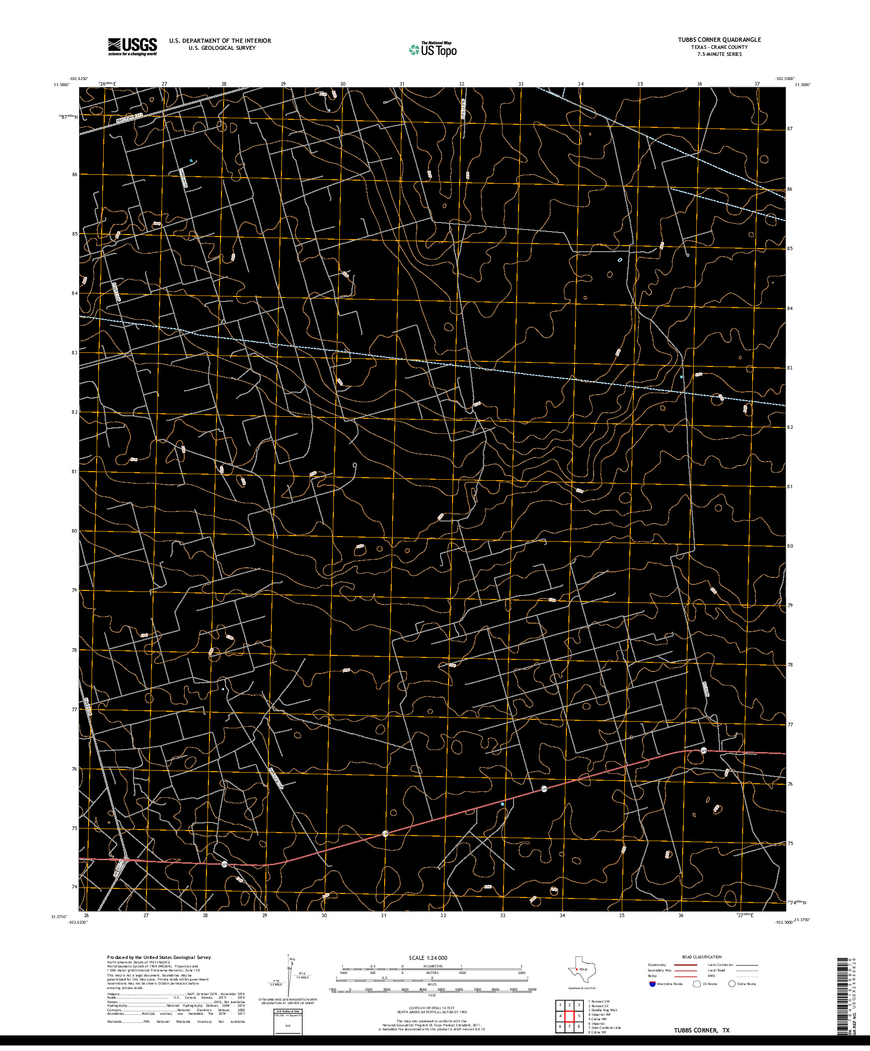 USGS US TOPO 7.5-MINUTE MAP FOR TUBBS CORNER, TX 2019