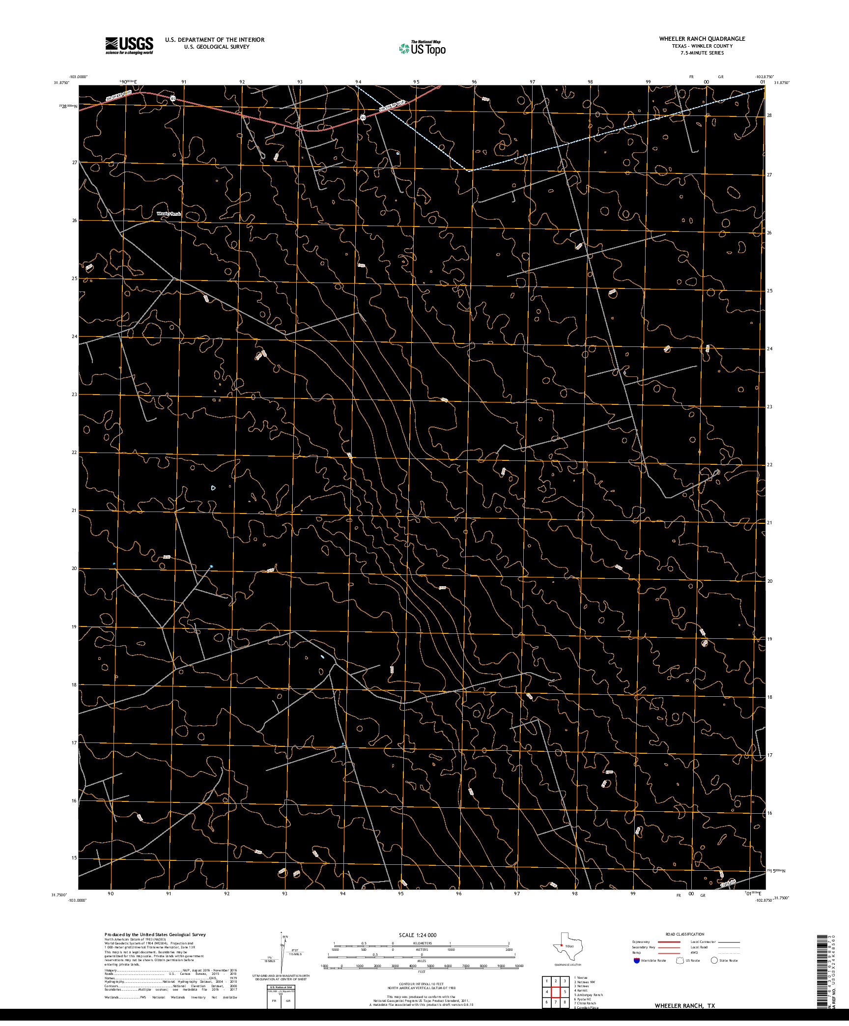 USGS US TOPO 7.5-MINUTE MAP FOR WHEELER RANCH, TX 2019