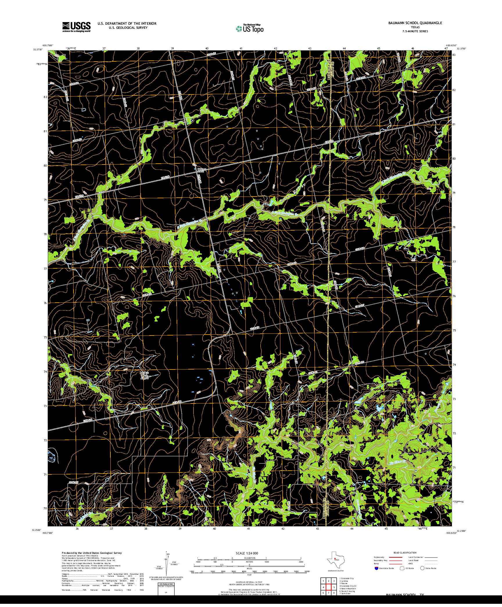 USGS US TOPO 7.5-MINUTE MAP FOR BAUMANN SCHOOL, TX 2019