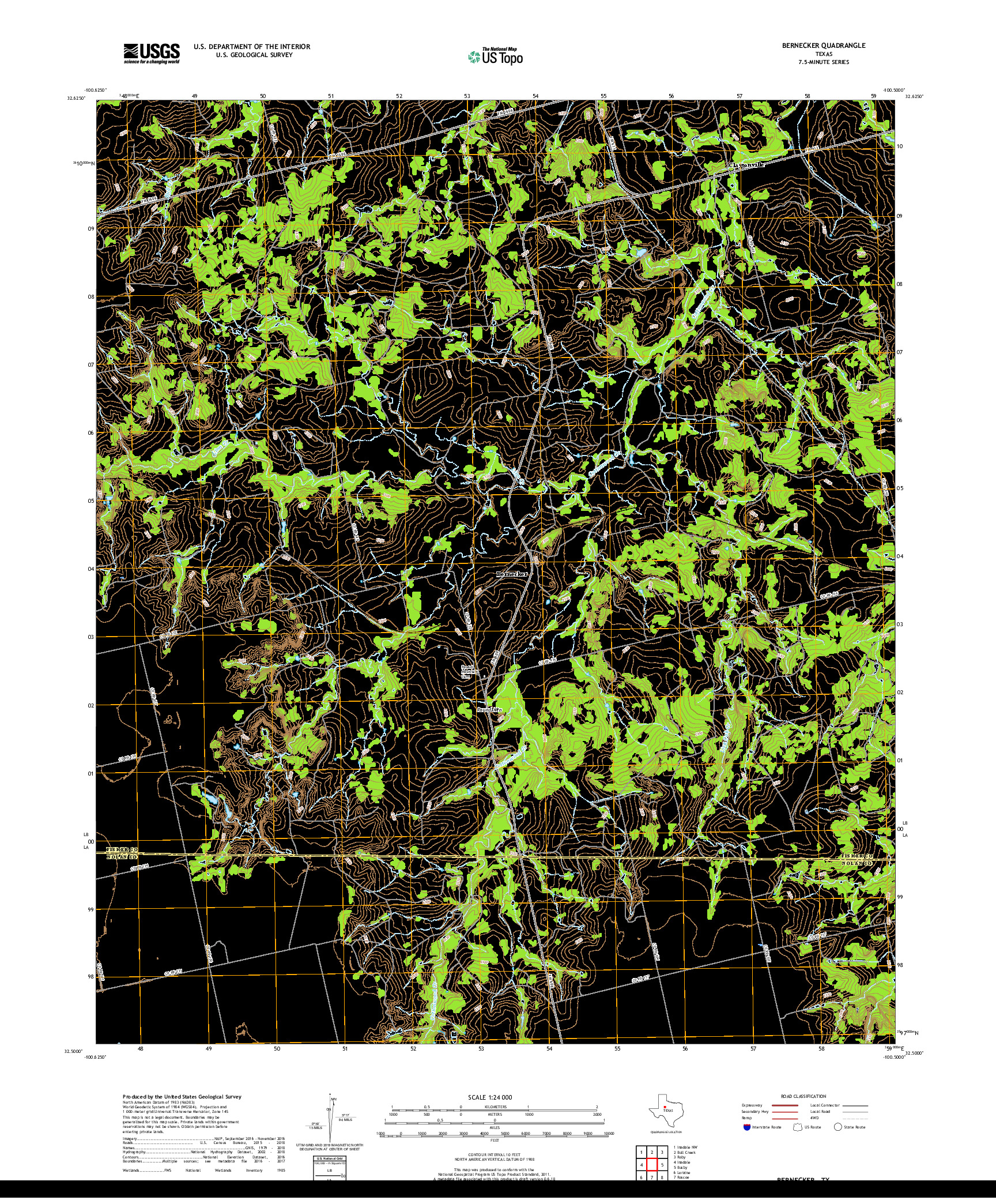USGS US TOPO 7.5-MINUTE MAP FOR BERNECKER, TX 2019