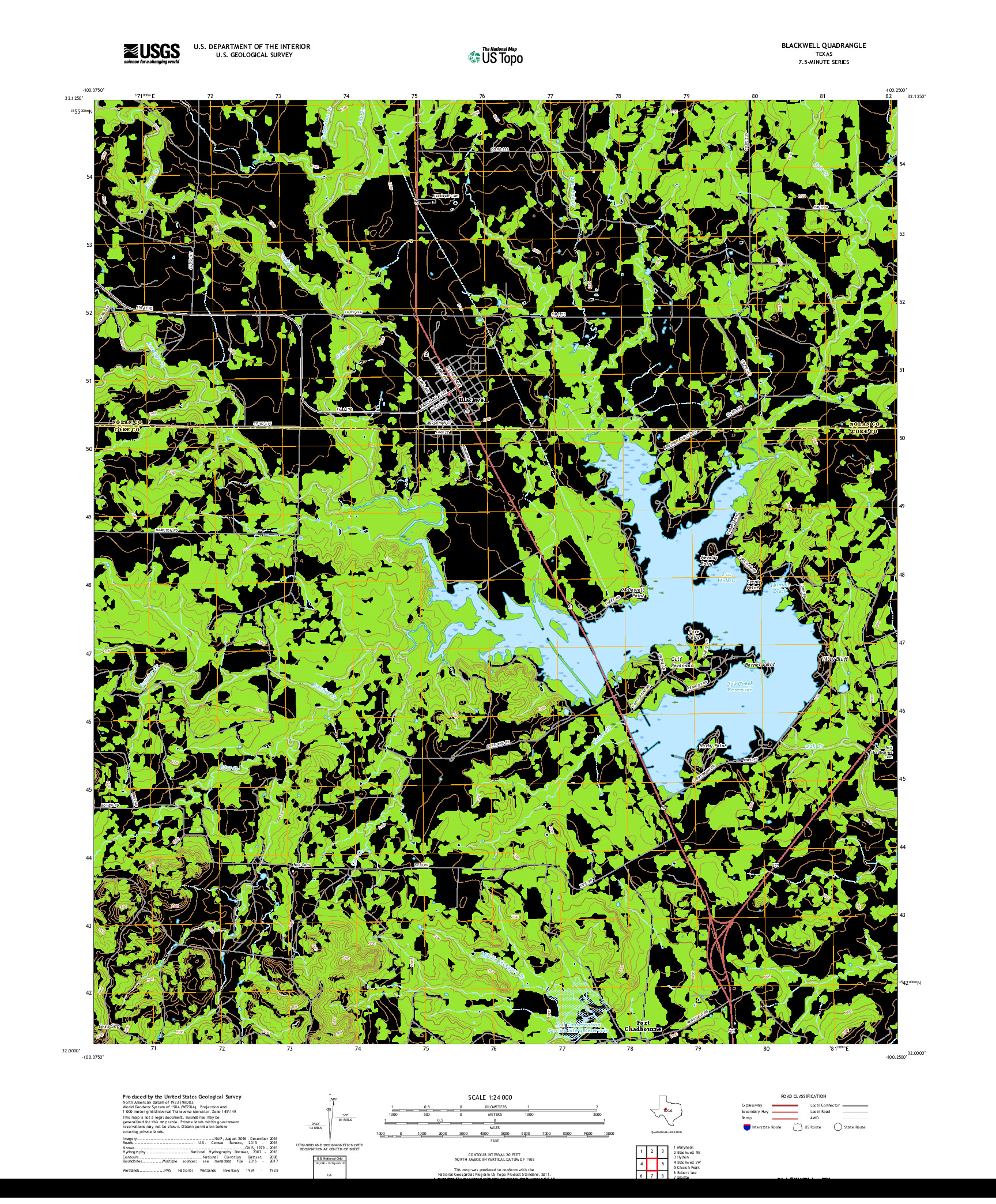 USGS US TOPO 7.5-MINUTE MAP FOR BLACKWELL, TX 2019