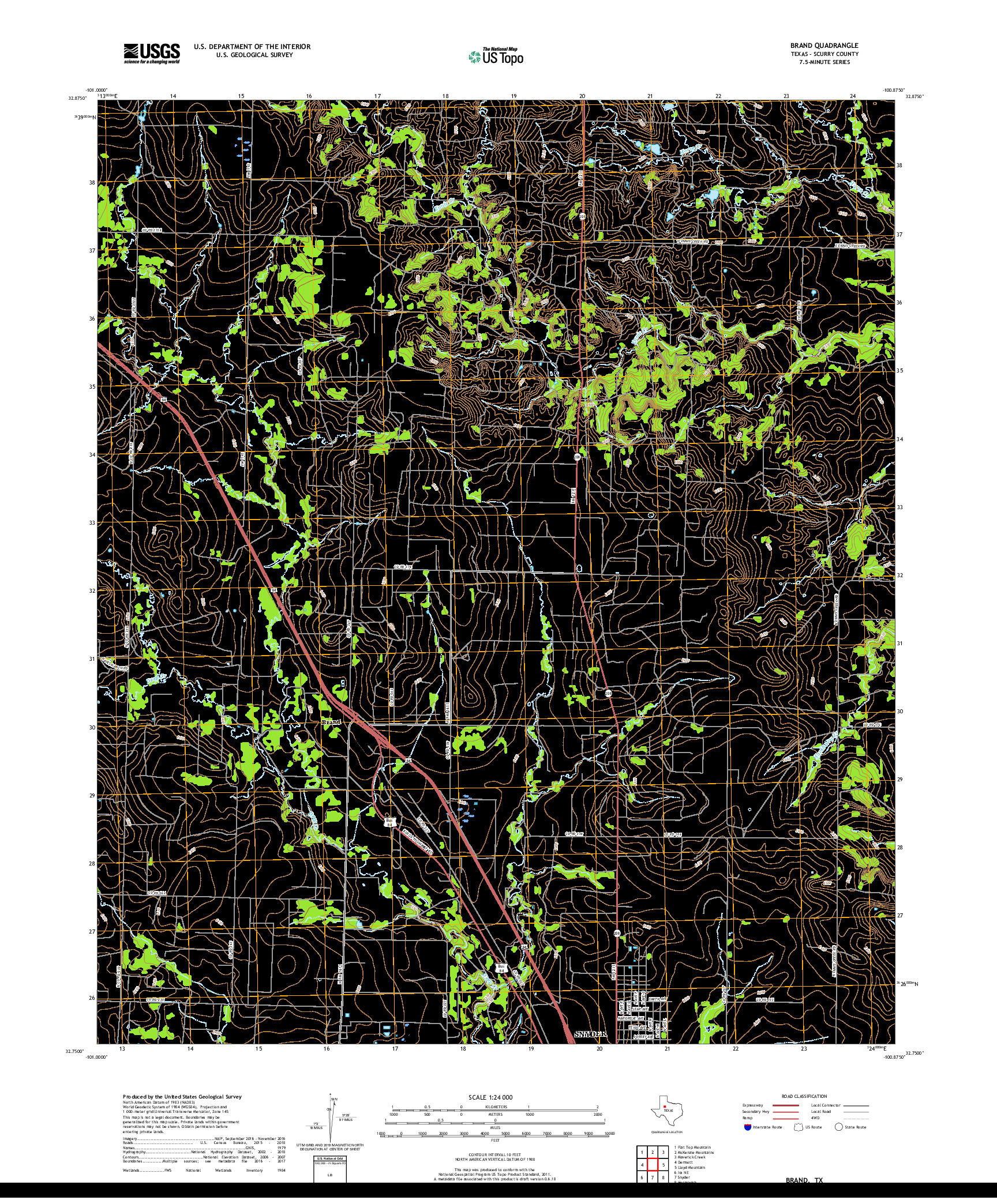 USGS US TOPO 7.5-MINUTE MAP FOR BRAND, TX 2019