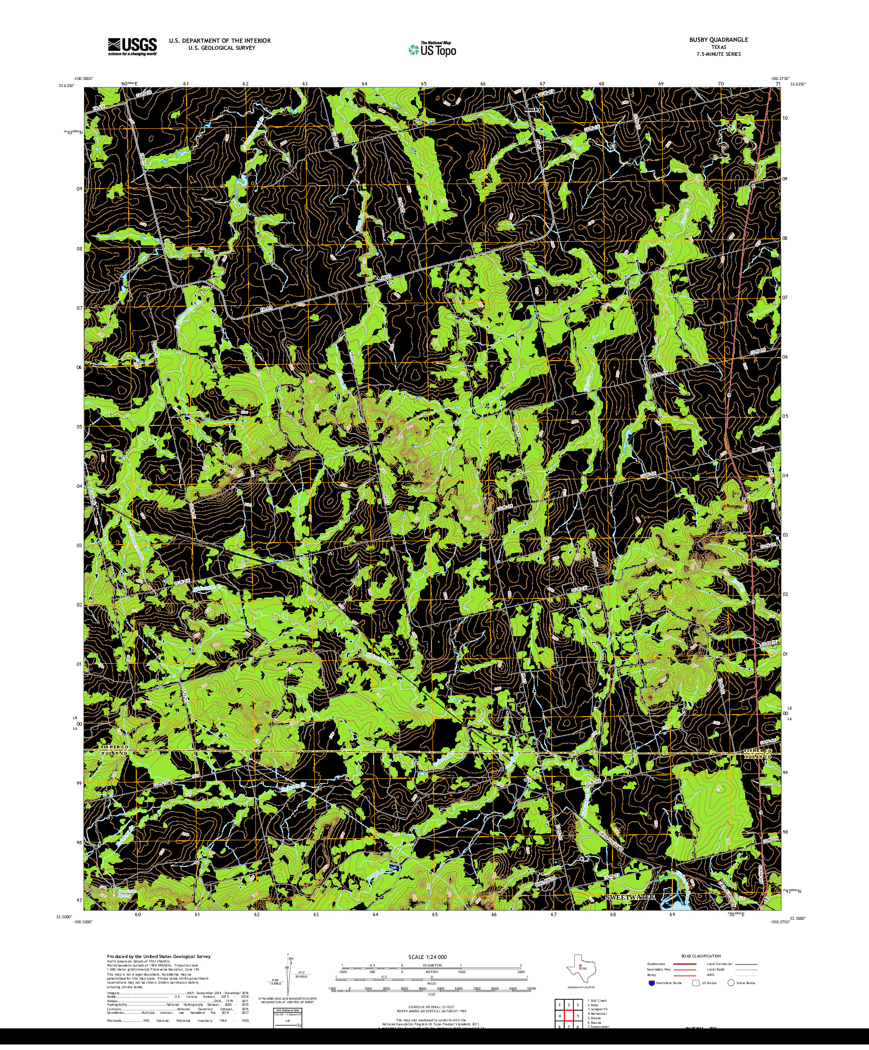 USGS US TOPO 7.5-MINUTE MAP FOR BUSBY, TX 2019