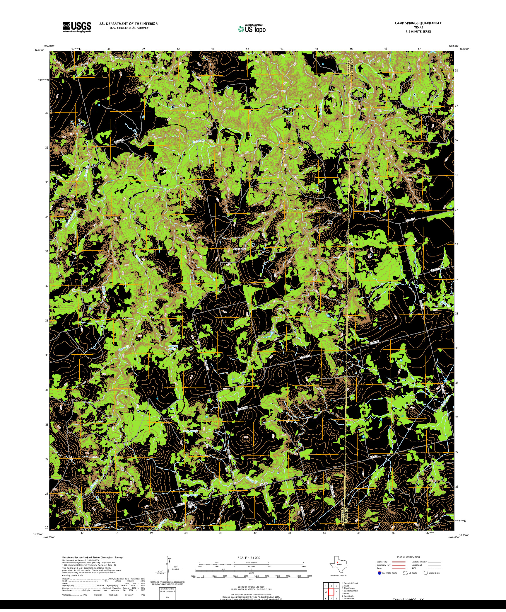 USGS US TOPO 7.5-MINUTE MAP FOR CAMP SPRINGS, TX 2019