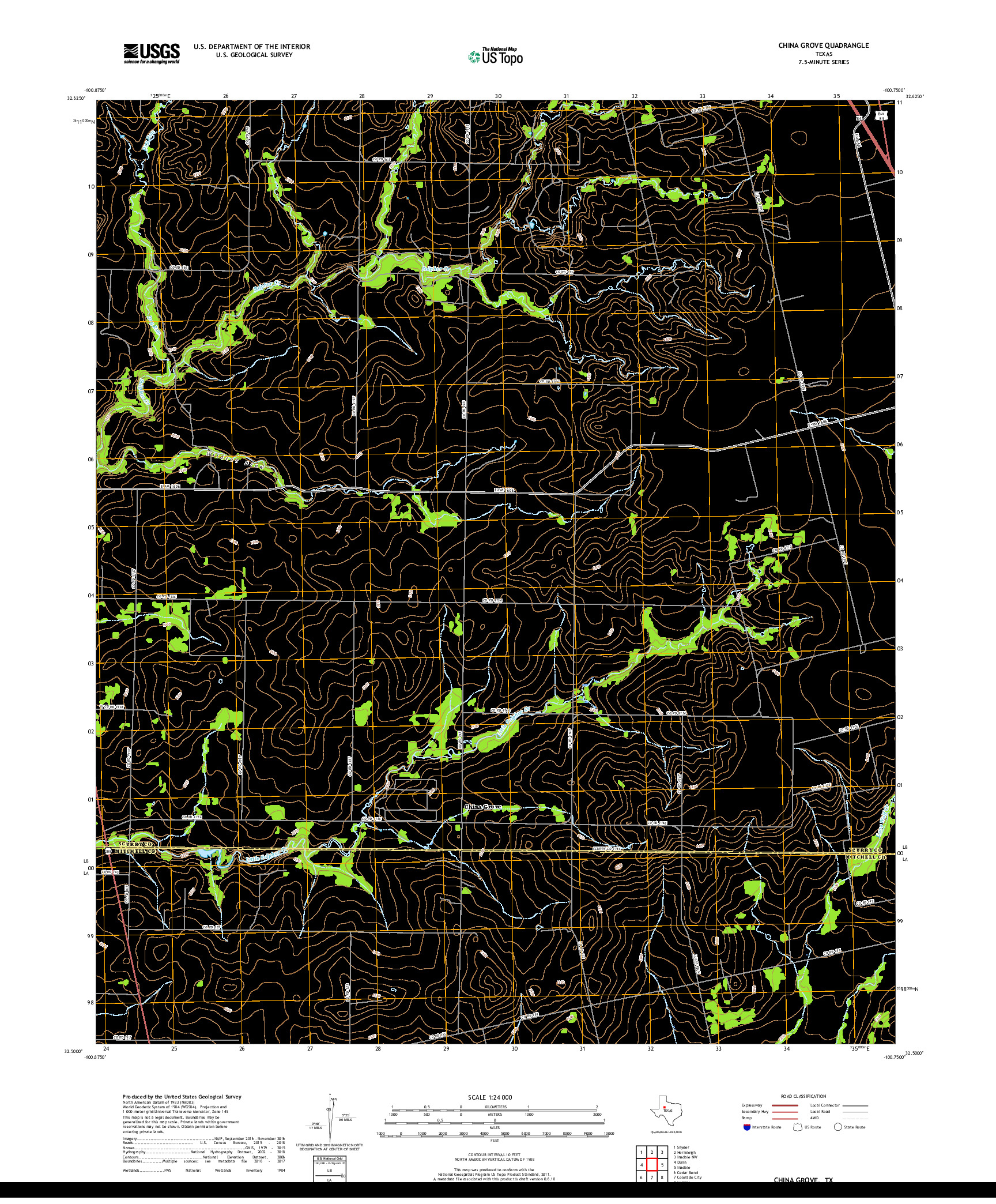 USGS US TOPO 7.5-MINUTE MAP FOR CHINA GROVE, TX 2019